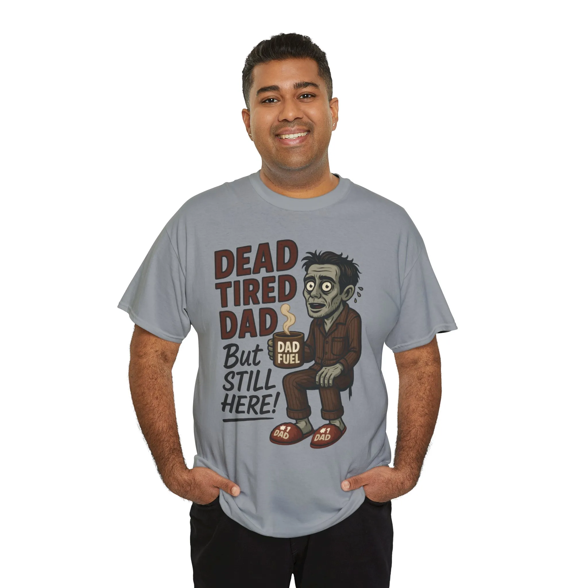 Dead Tired Dad Funny Zombie Coffee Men's T-Shirt, Father's Day Gift for Men, Dad Fuel Graphic Tee, Halloween Dad Tee - Image 15