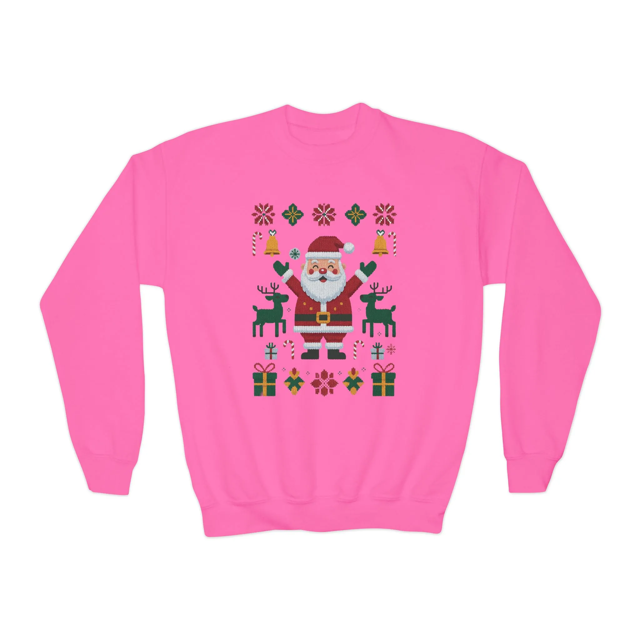 Kids Santa Christmas Sweatshirt, Cute Reindeer Holiday Jumper, Classic Christmas Sweater for Girls - Image 19