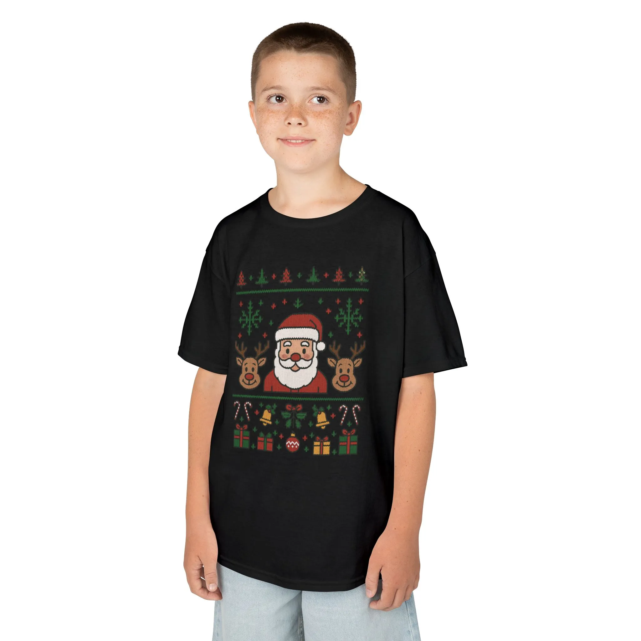 Santa - Reindeer Christmas Shirt for Kids, Cute Holiday Tee, Kids Heavy Cotton™ Tee - Image 9