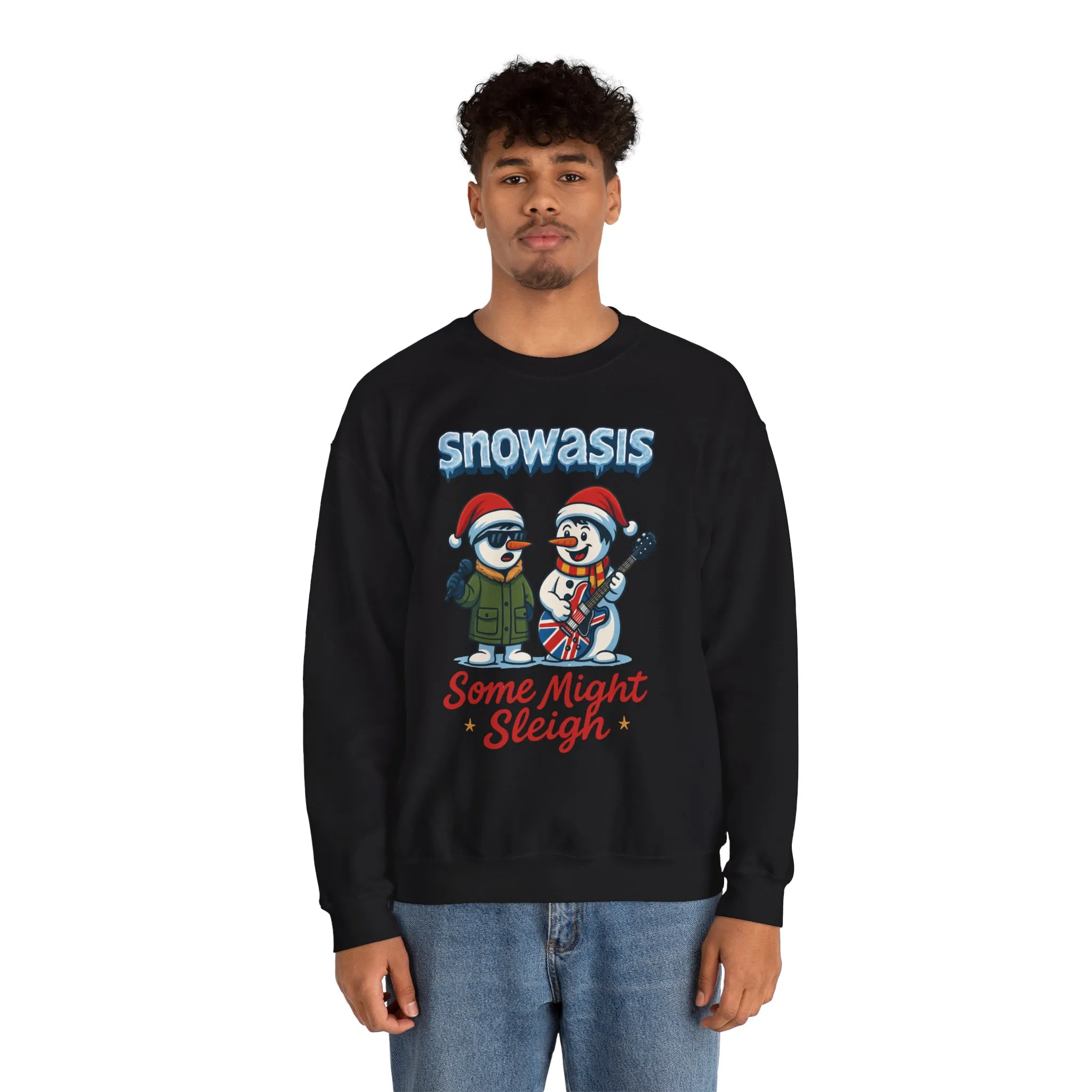 Snowasis Some Might Sleigh Men's Christmas Sweatshirt, Funny Rock Holiday Sweater - Image 5