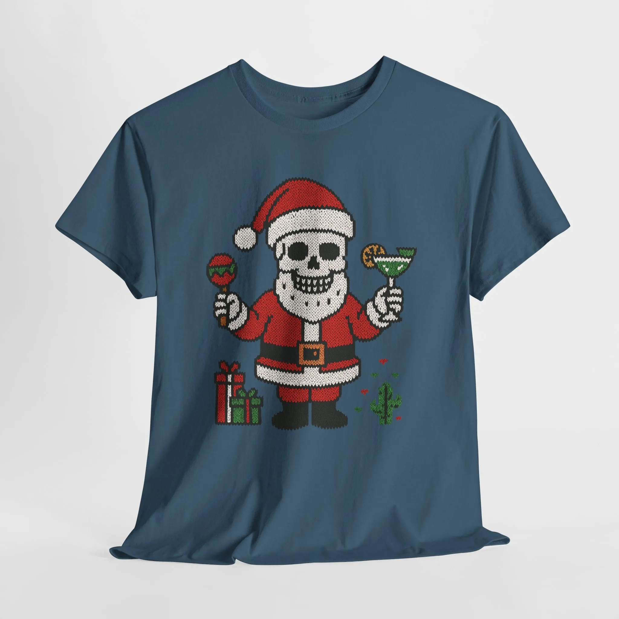 Funny Santa Skull Christmas Men's Shirt, Holiday Margarita Tee for Men - Image 16