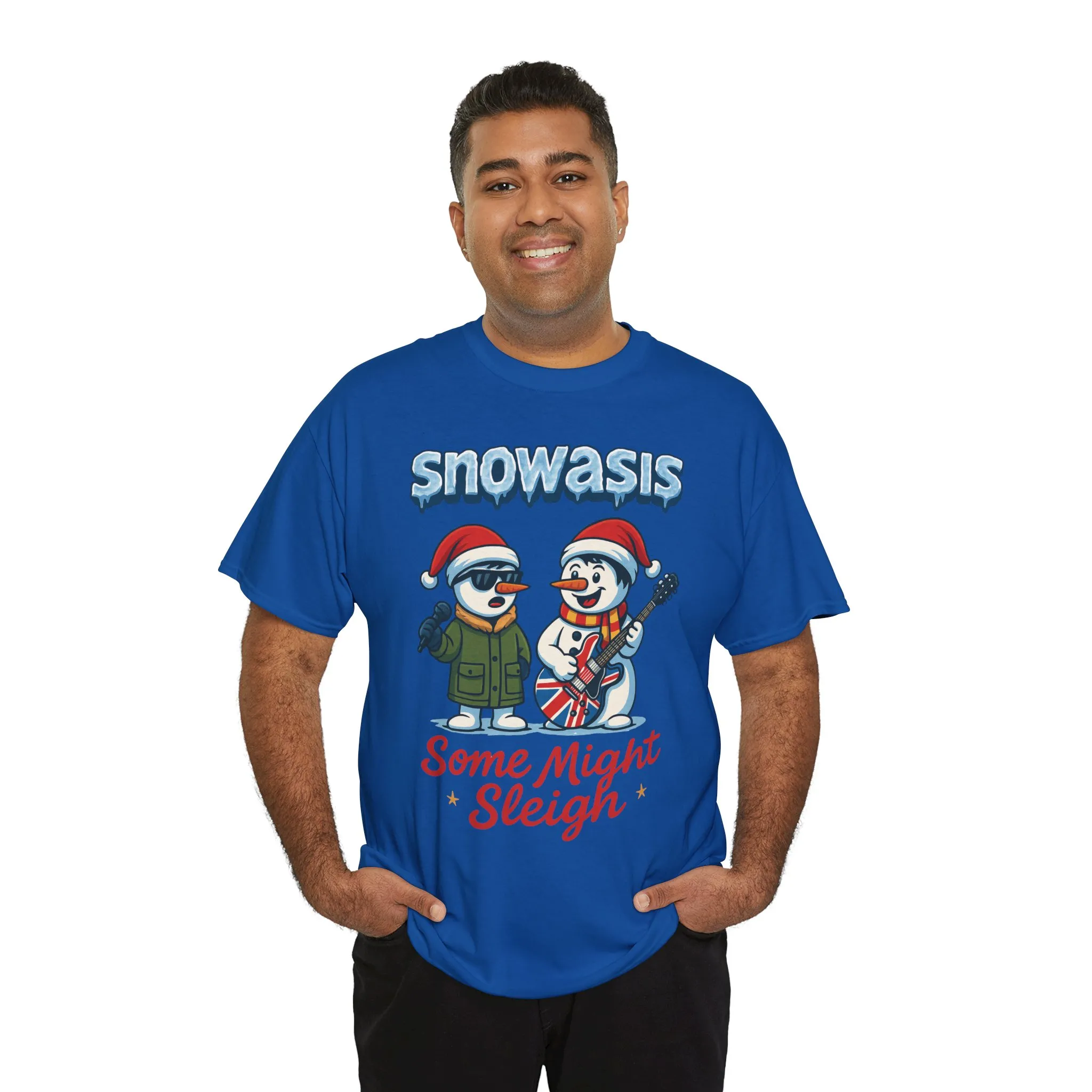 Funny Snowman Band Men's Christmas T-Shirt, Snowasis Some Might Sleigh Tee - Image 24