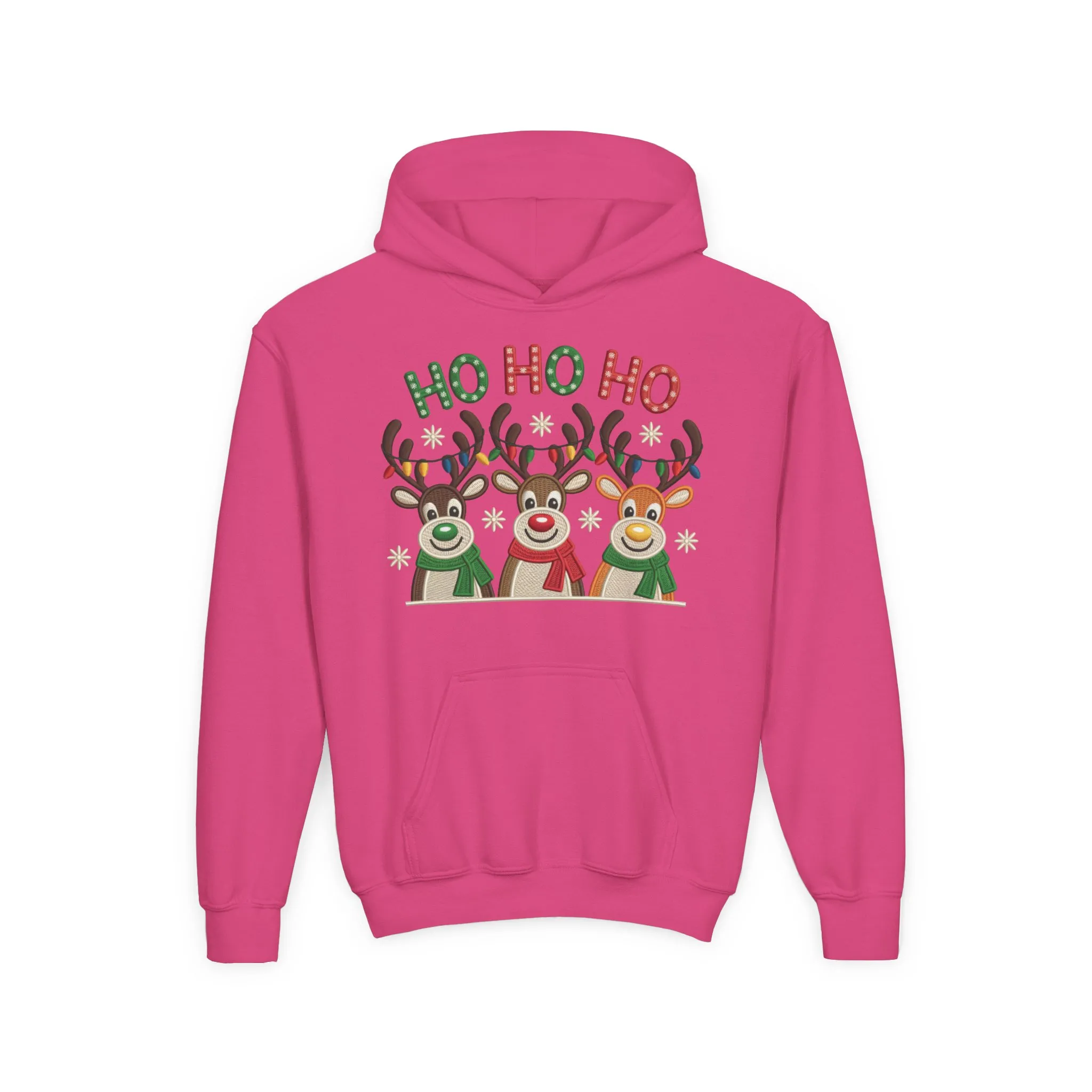 Ho Ho Ho Reindeer Hoodie for Girls, Cute Christmas Holiday Kids Pullover, Youth Hooded Sweatshirt - Image 22