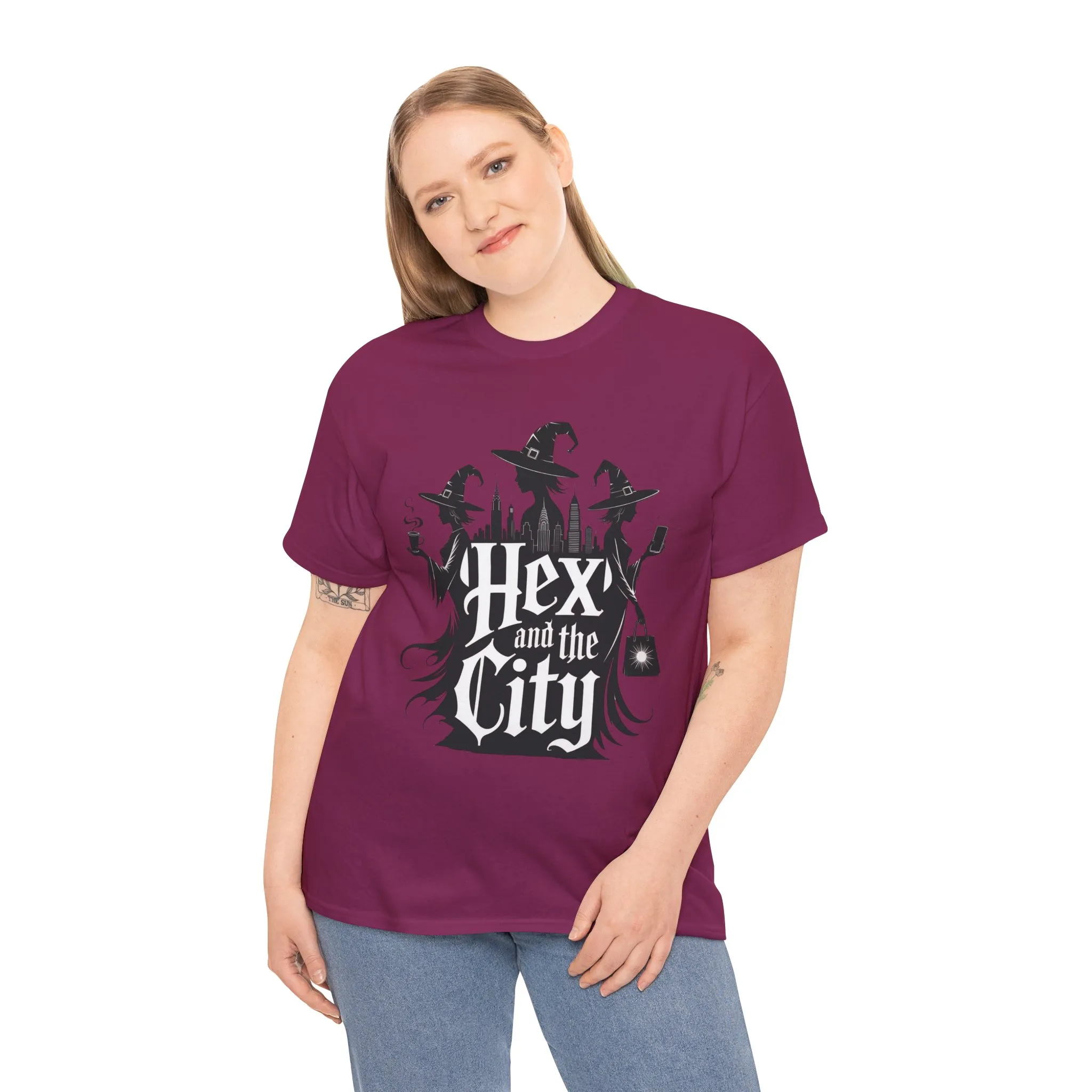 Women's Hex and the City Witch Shirt, Gothic Witches New York Skyline Halloween T-Shirt for Women - Image 27