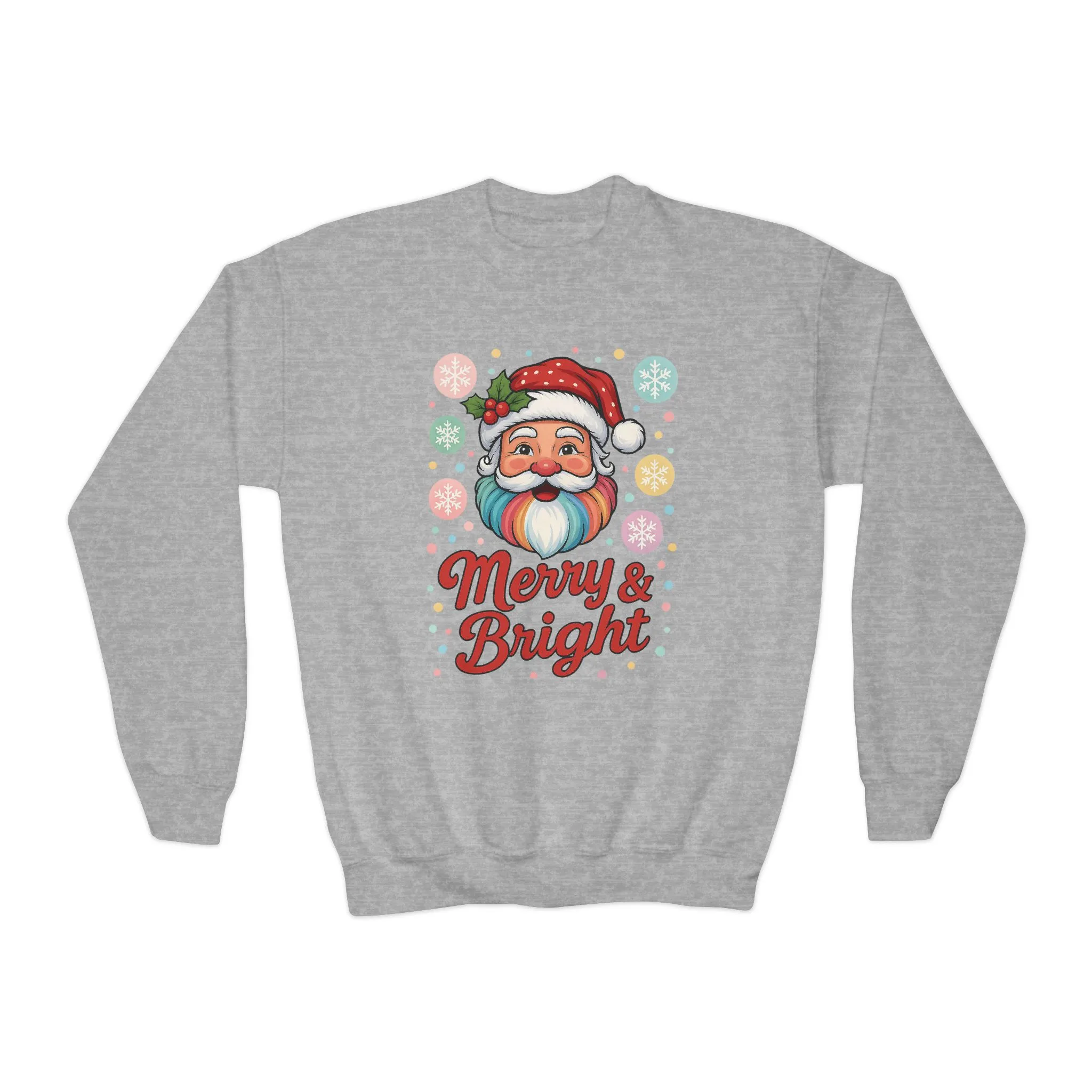 Kids Merry - Bright Santa Christmas Sweatshirt, Cute Colorful Holiday Jumper, Retro Pastel Santa Sweater - Image 7