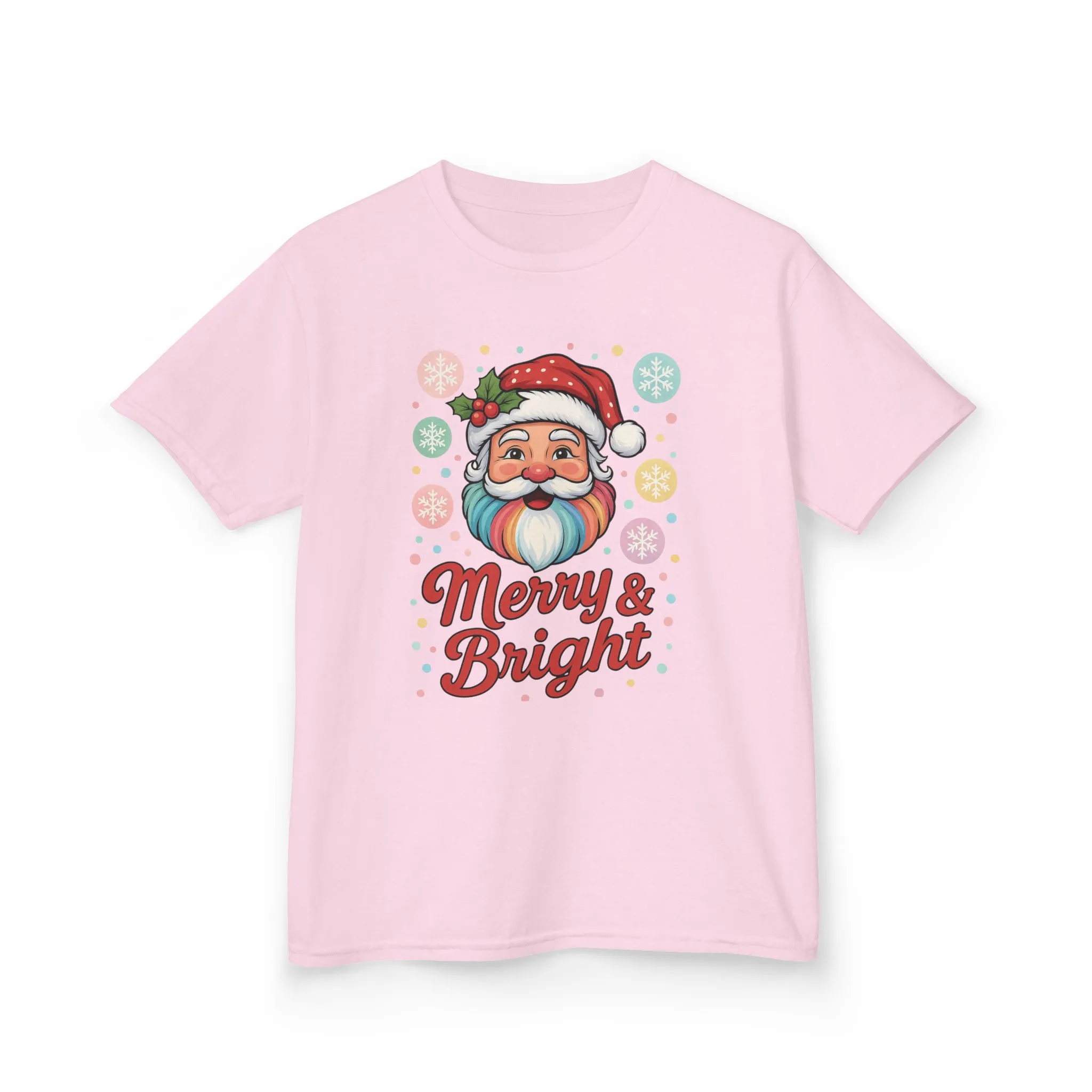 Kids Merry - Bright Santa Christmas T-Shirt, Cute Pastel Holiday Tee, Colorful Santa Shirt for Girls - Image 13