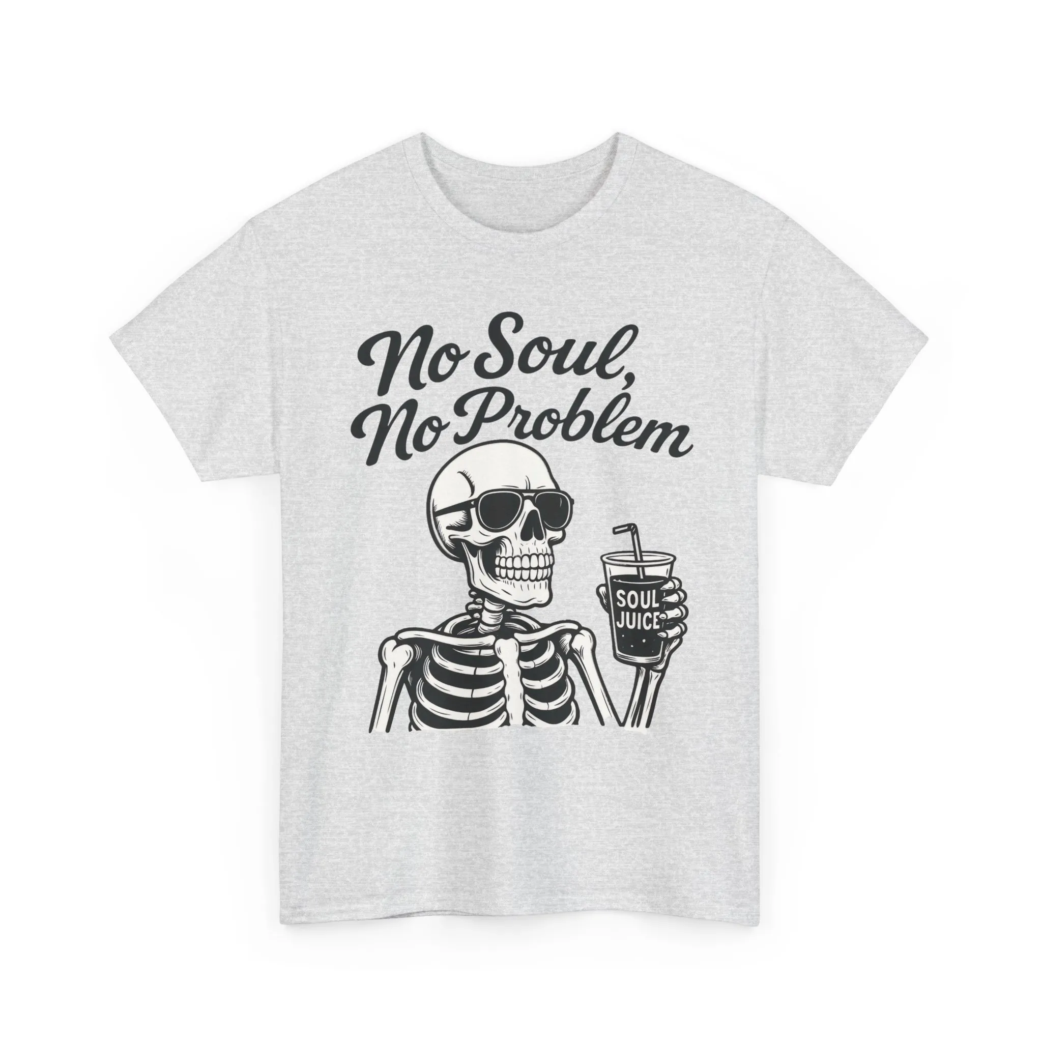 No Soul No Problem Skeleton T-Shirt for Men, Funny Gothic Skull Tee, Cool Spooky Halloween Shirt, Dark Humor Skeleton Graphic Top - Image 5