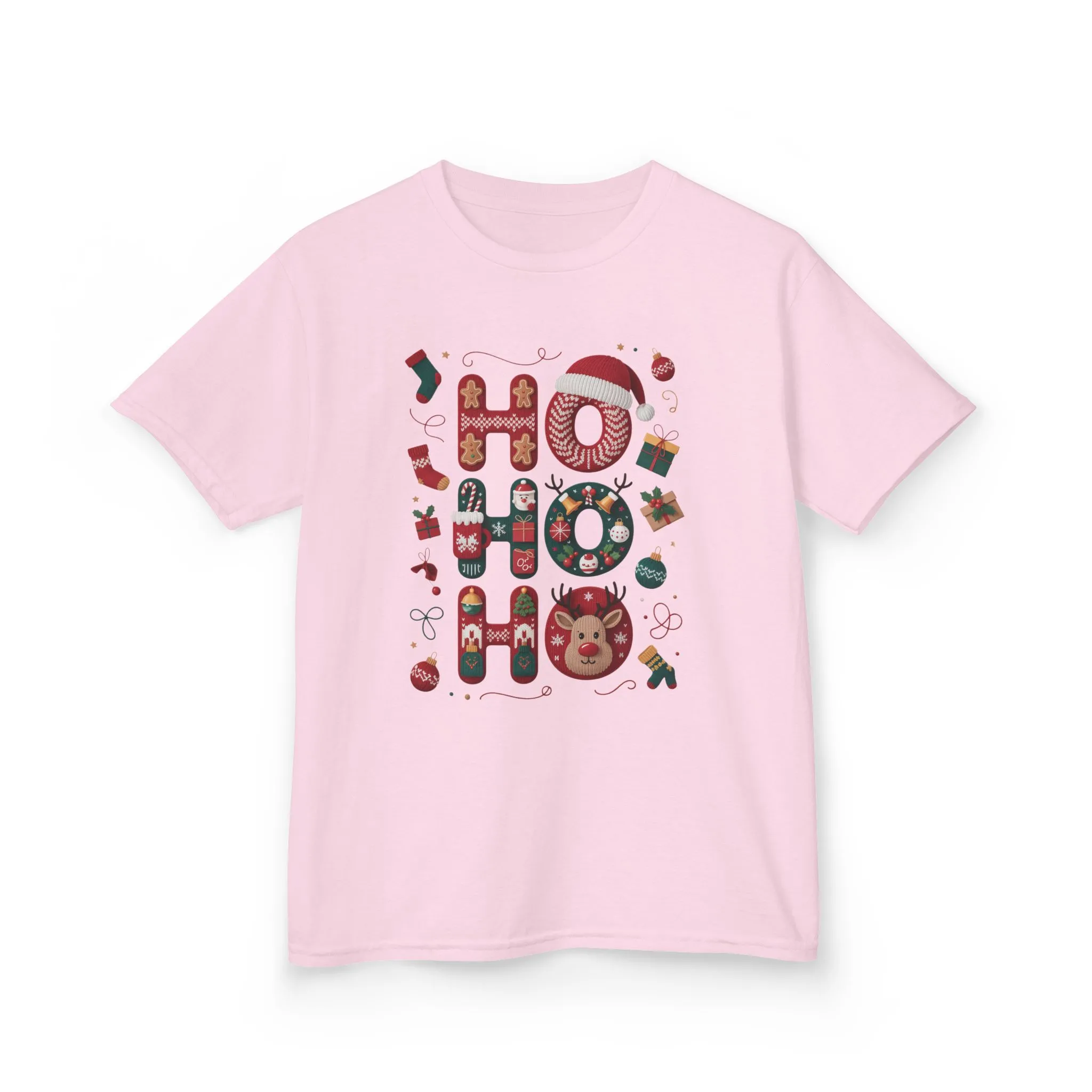 Ho Ho Ho Kids Christmas T-Shirt, Cute Girls Holiday Outfit, Reindeer, Gingerbread - Santa Hat Design, Cozy Winter Top - Image 15