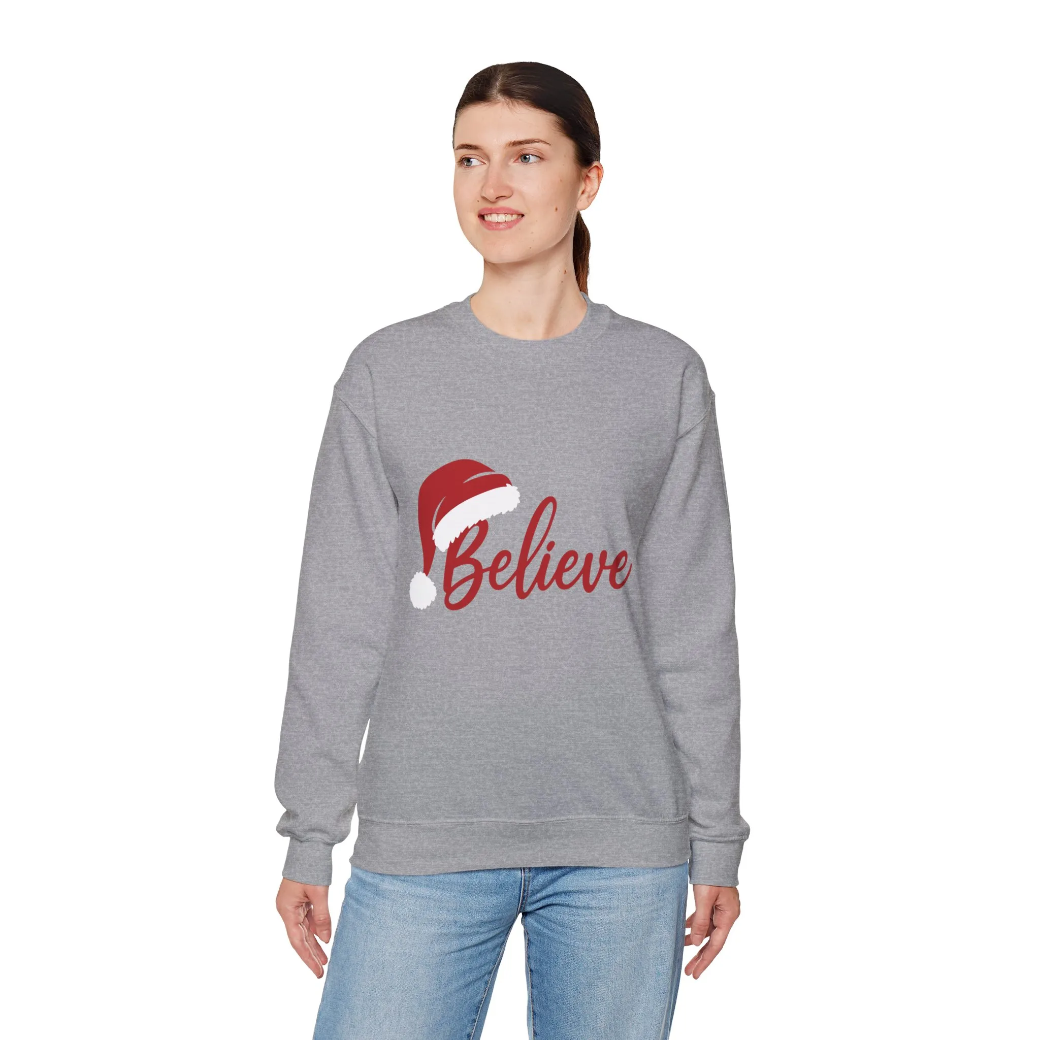 Believe Christmas Women's Sweatshirt, Minimalist Holiday Crewneck, Cozy Sweatshirt for Women - Image 3