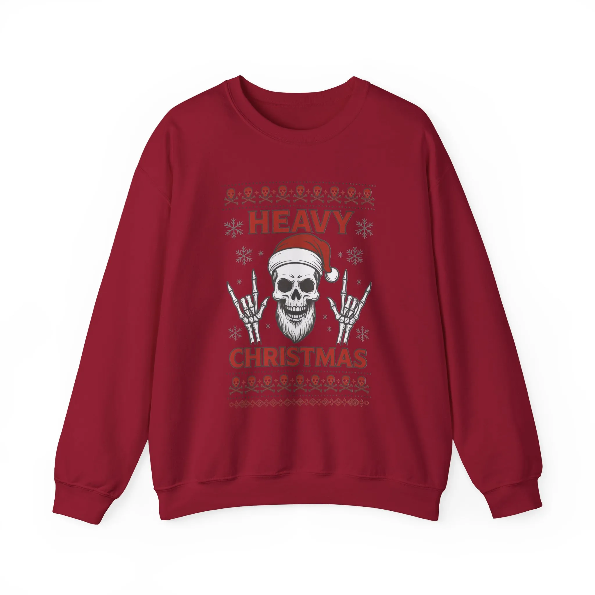 Heavy Christmas Men's Sweatshirt, Metal Santa Skull Holiday Pullover for Men - Image 16