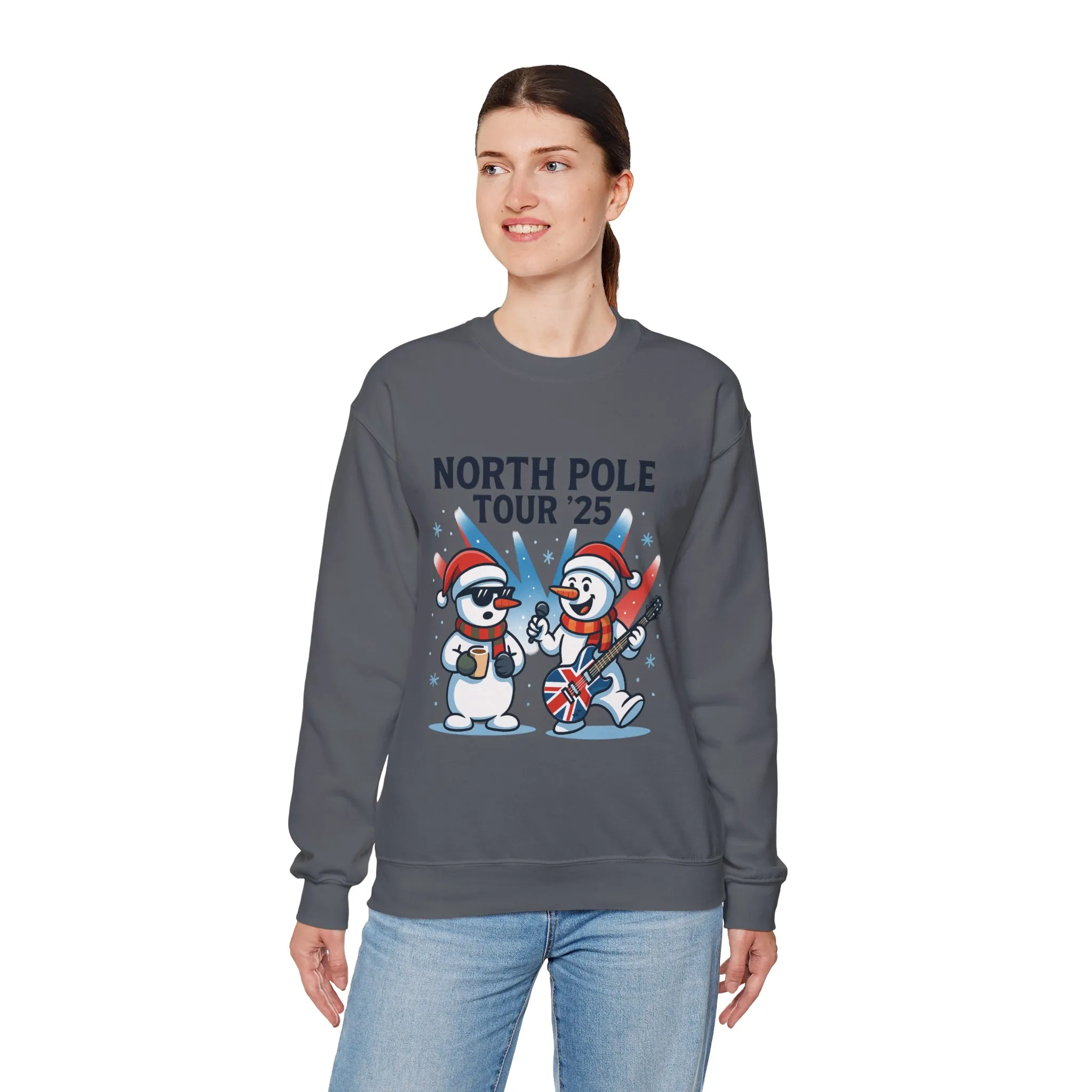 North Pole Tour 25 Women's Christmas Sweatshirt, Funny Rock Holiday Jumper - Image 15