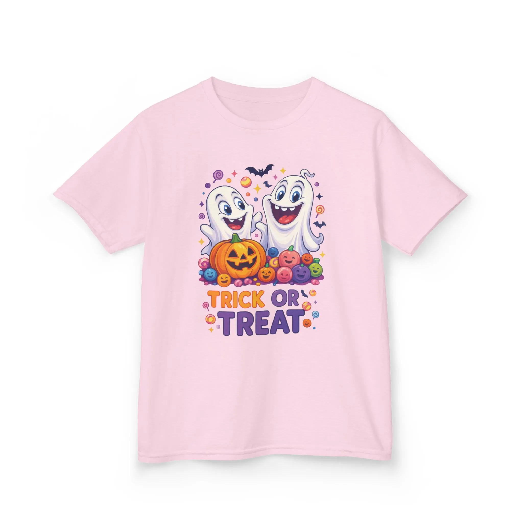 Trick or Treat Kids Halloween T-Shirt, Cute Ghosts Pumpkin Design, Fun Spooky Tee for Boys Girls - Image 19