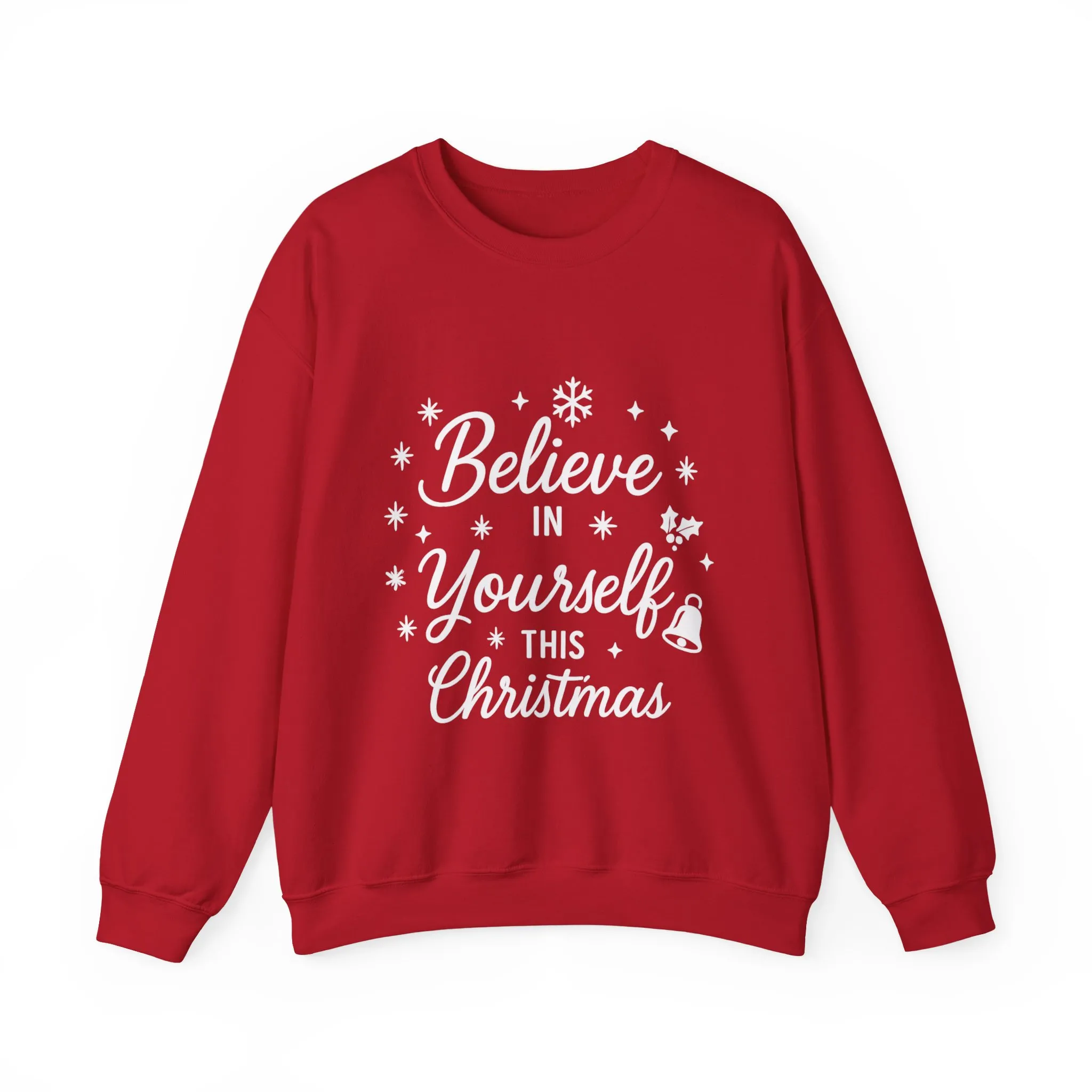 Women's Believe in the Magic Christmas Sweatshirt, Cozy Holiday Santa Hat Pullover, Women's Heavy Blend™ Crewneck Sweatshirt - Image 2