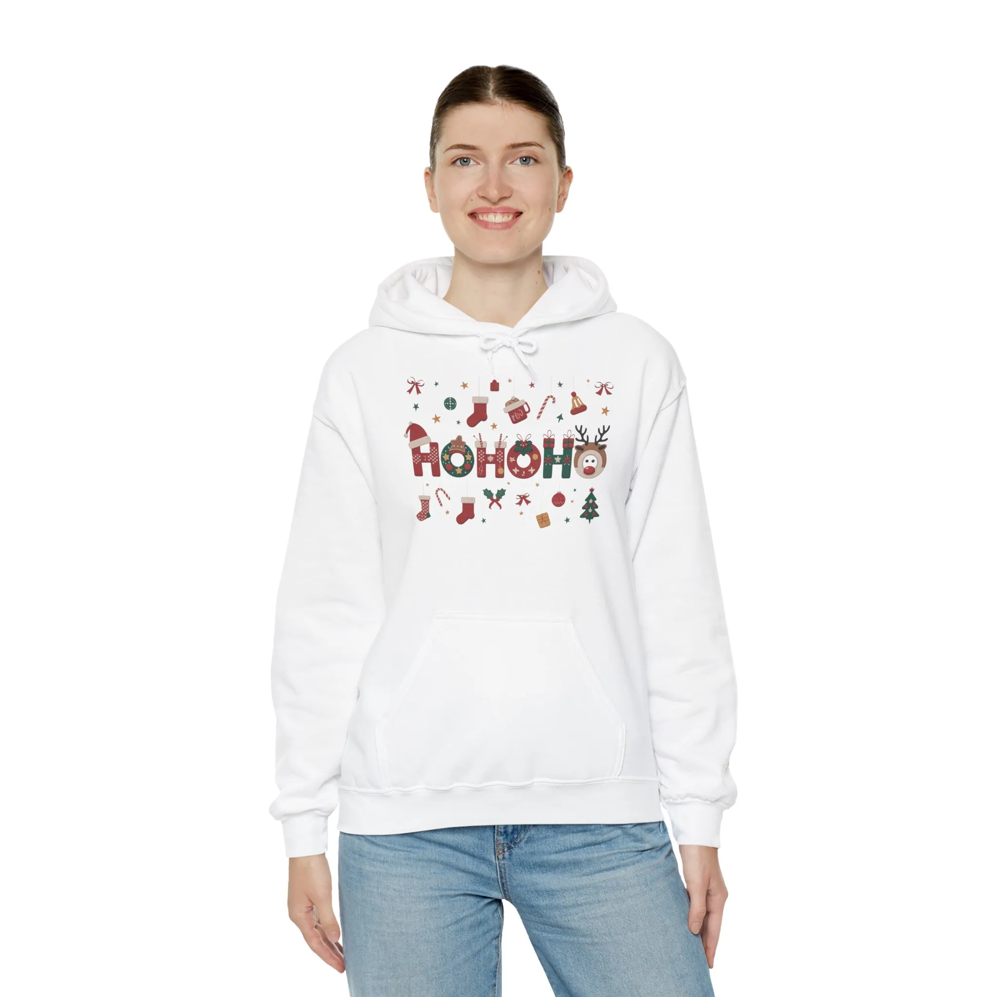 Matching Ho Ho Ho Christmas Sweatshirts, Mom and Daughter Holiday Hoodie Set, Cute Gingerbread - Reindeer Design, Family Christmas Outfits - Image 8