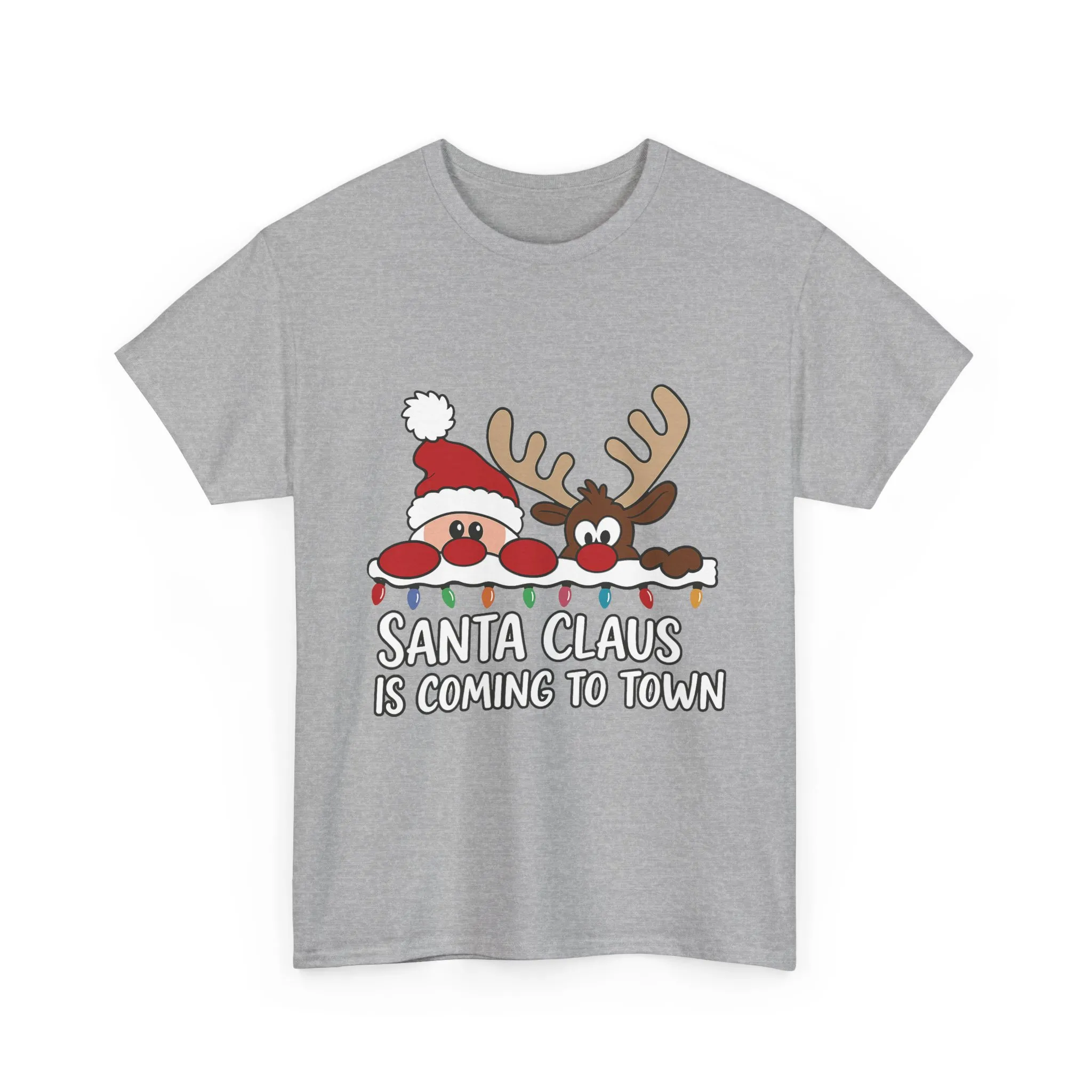Santa Claus Is Coming to Town Women's Christmas T-Shirt, Cute Santa - Reindeer Holiday Tee - Image 7