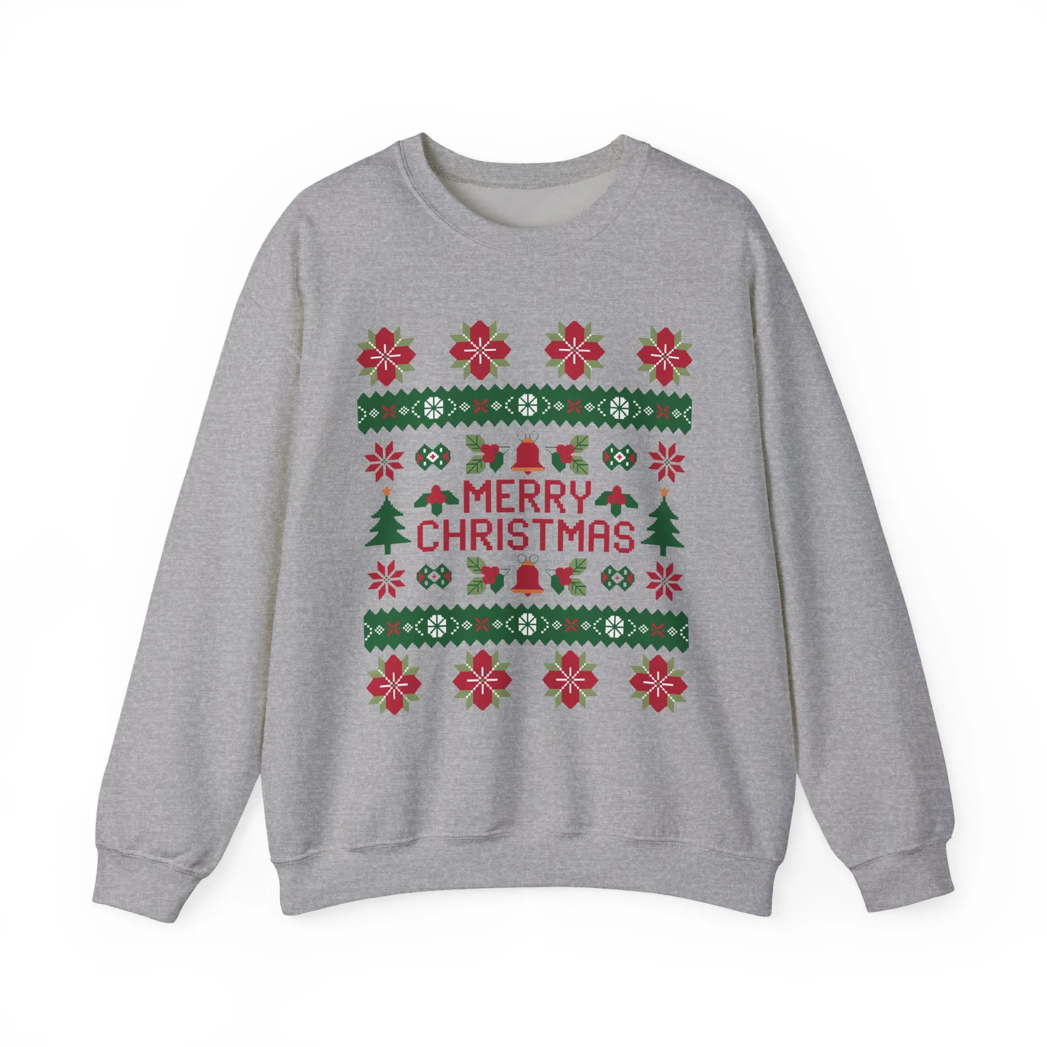 Merry Christmas Women's Sweatshirt, Cozy Ugly Sweater Look Pullover, Festive Knit Style Jumper - Image 2