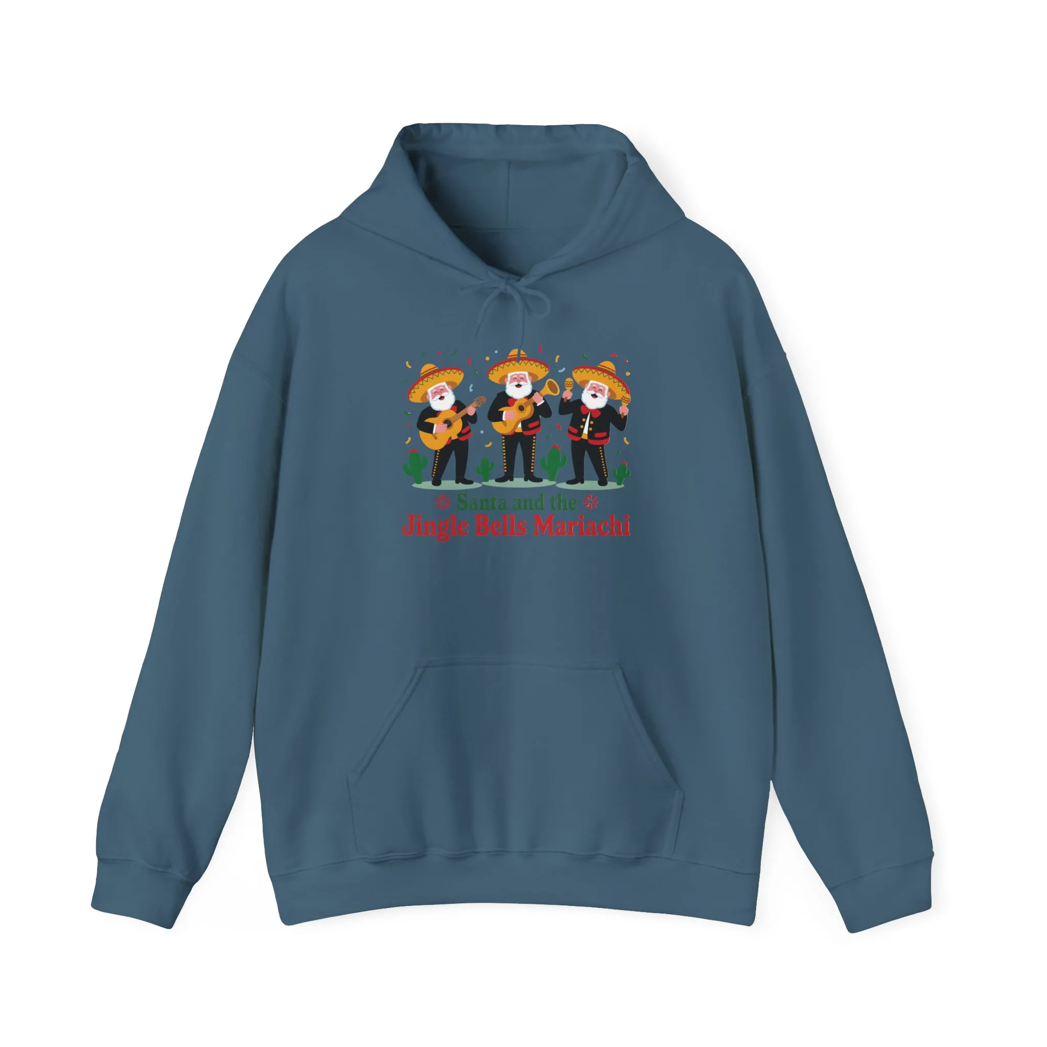 Santa and the Jingle Bells Mariachi Hoodie, Funny Mexican Santa Christmas Hoodie, Latin Fiesta Holiday Sweatshirt - Image 17
