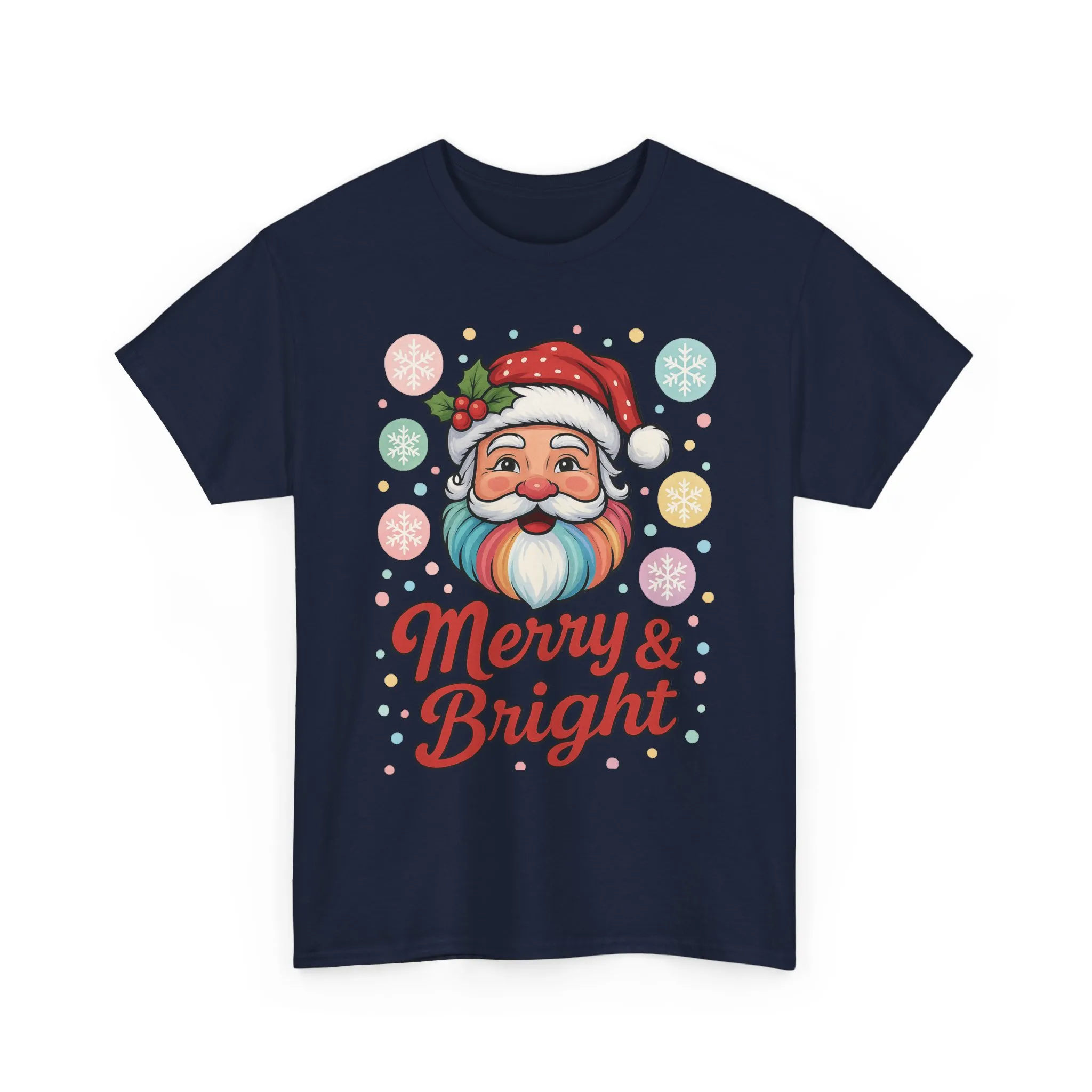 Merry - Bright Santa Christmas T-Shirt, Retro Pastel Christmas Tee, Cute Holiday Shirt for Women - Image 19