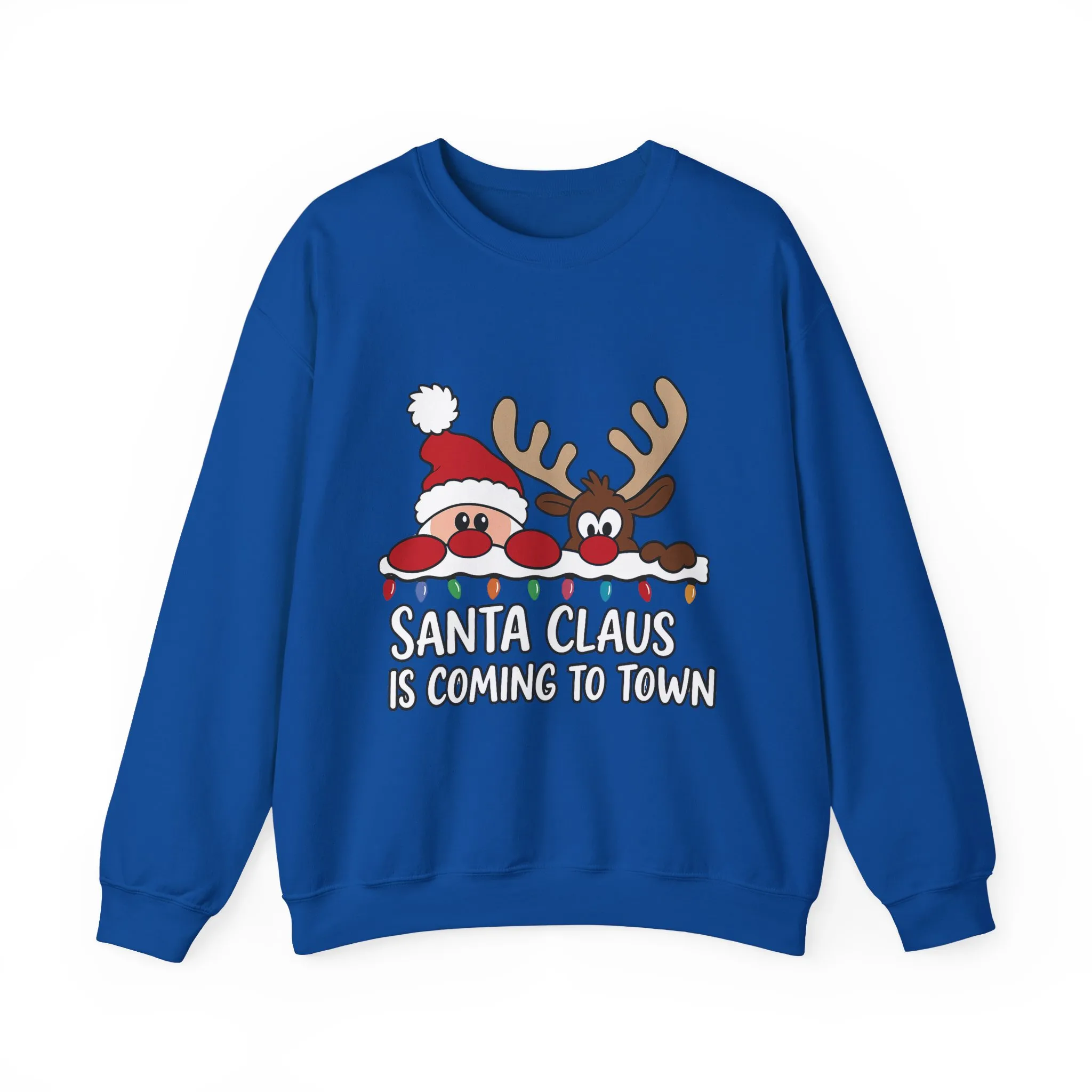 Santa Claus Is Coming to Town Women's Christmas Sweatshirt, Cute Santa - Reindeer Holiday Jumper - Image 18