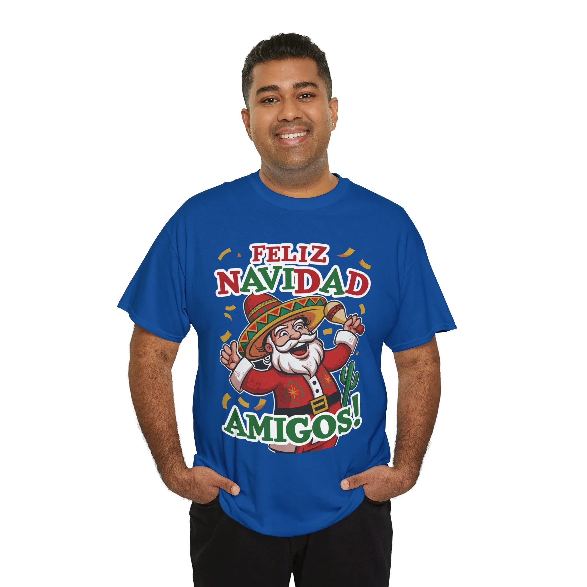 Feliz Navidad Amigos! Funny Mexican Santa Christmas T-Shirt, Latin Holiday Tee, Sombrero Santa Fiesta Shirt - Image 21