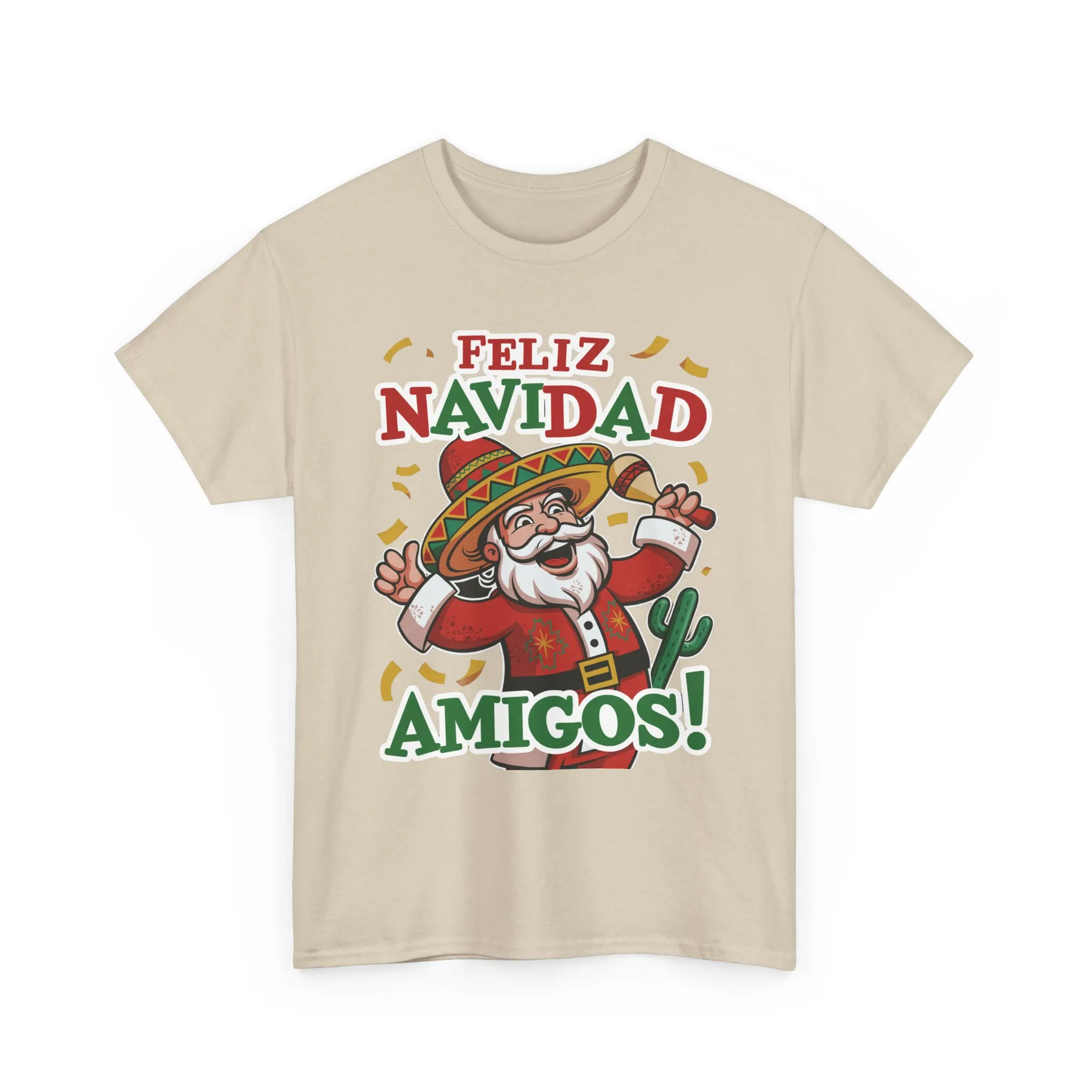 Feliz Navidad Amigos! Funny Mexican Santa Christmas T-Shirt, Latin Holiday Tee, Sombrero Santa Fiesta Shirt - Image 7