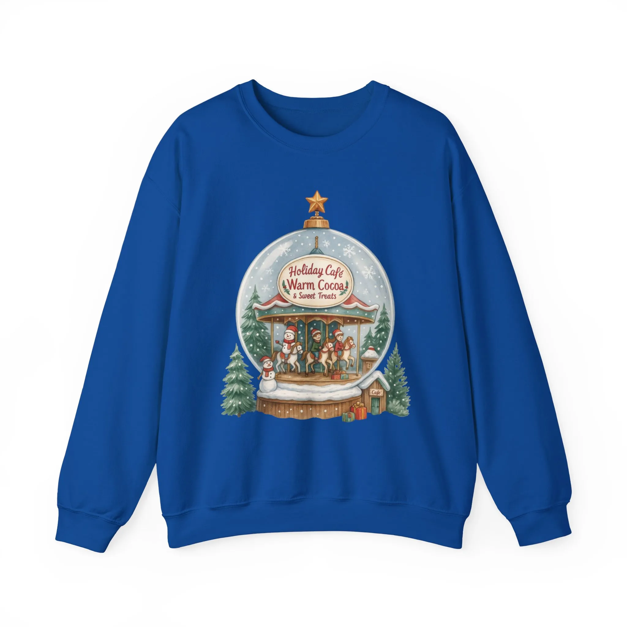 Holiday Café Christmas Sweatshirt, Warm Cocoa Snow Globe Pullover - Image 16