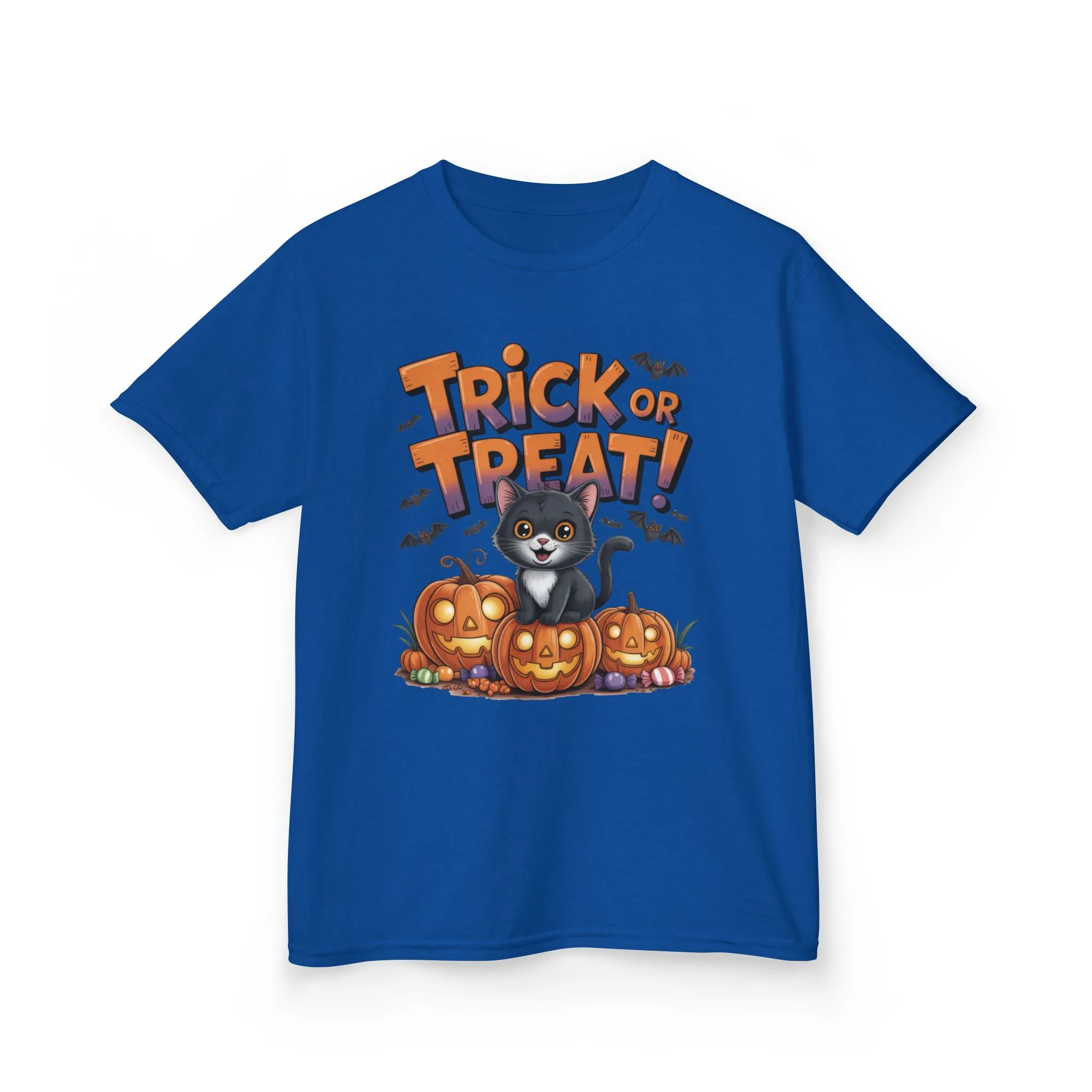Girls Cute Black Cat Trick or Treat Halloween T-Shirt, Funny Pumpkin Cat Tee, Spooky Fall Shirt for Kids, Matching Family Halloween Shirts - Image 13