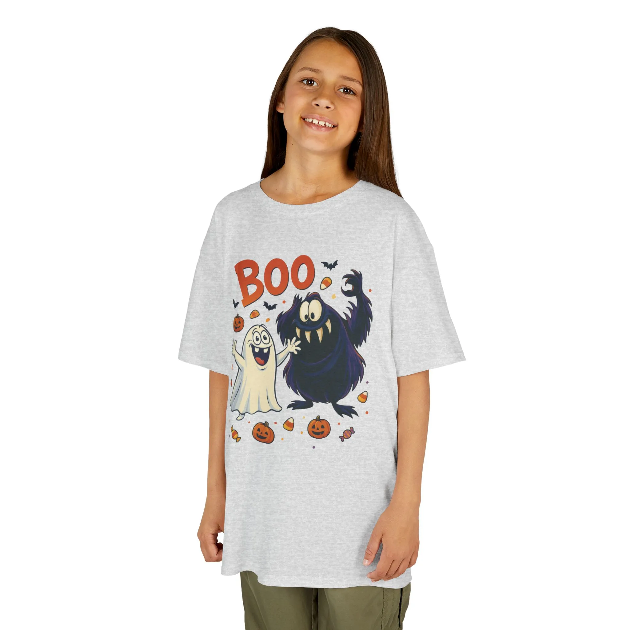 Kids Halloween T-Shirt BOO! Cute Ghost Monster Shirt, Funny Spooky Graphic Tee for Boys Girls, Halloween Costume Gift - Image 5