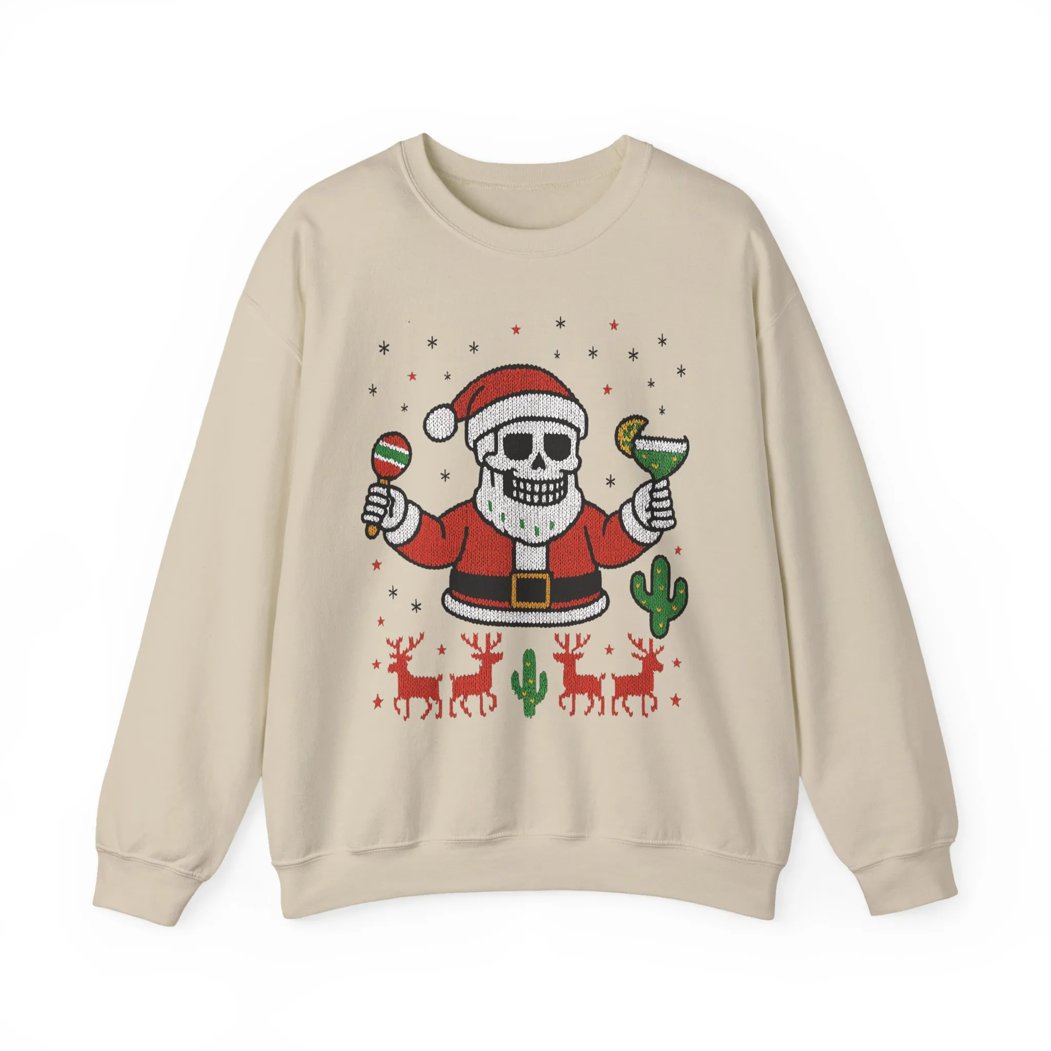 Skeleton Santa Ugly Christmas Sweatshirt for Men, Funny Margarita Holiday Jumper - Image 4