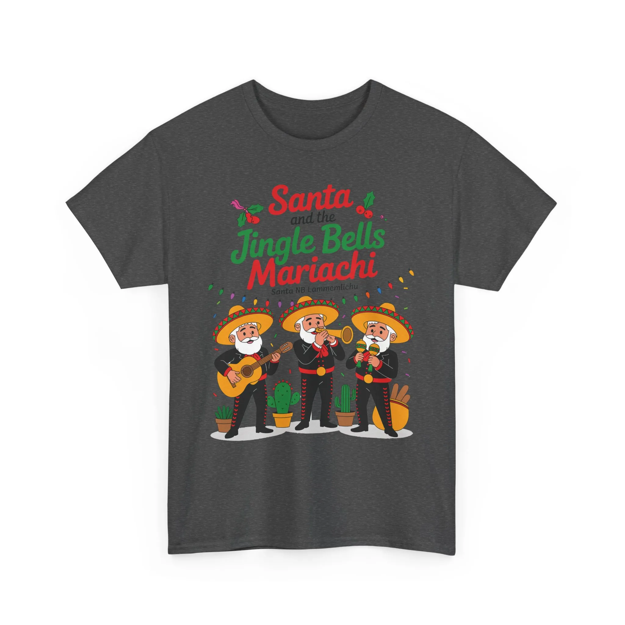 Santa and the Jingle Bells Mariachi, Funny Mexican Christmas T-Shirt, Latin Fiesta Holiday Tee, Navidad Humor Shirt - Image 13