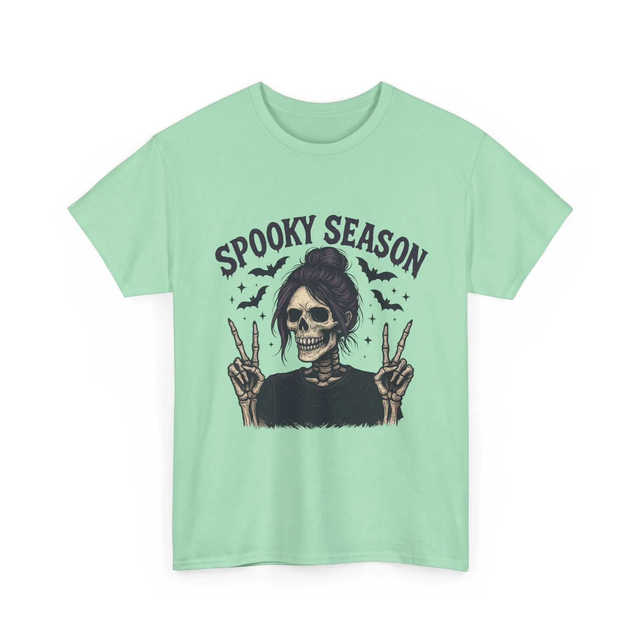 Spooky Season Women's T-Shirt, Funny Skeleton Girl Halloween Graphic Tee, Gothic Fall Shirt - Image 2