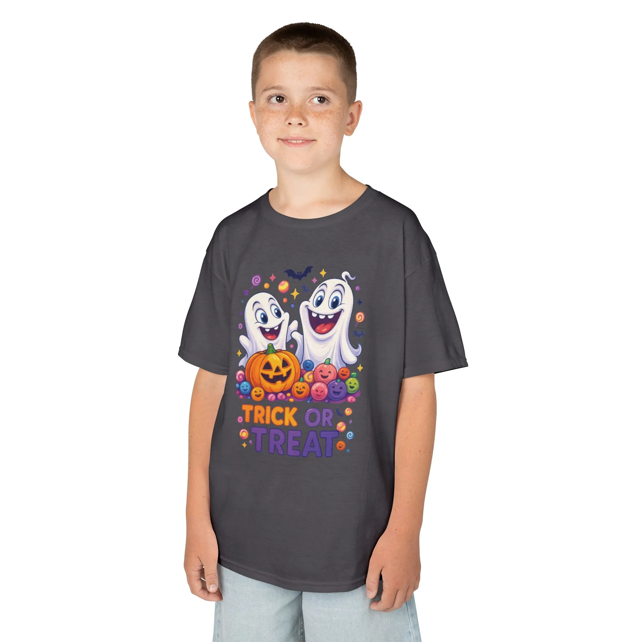 Trick or Treat Kids Halloween T-Shirt, Cute Ghosts Pumpkin Design, Fun Spooky Tee for Boys Girls - Image 18