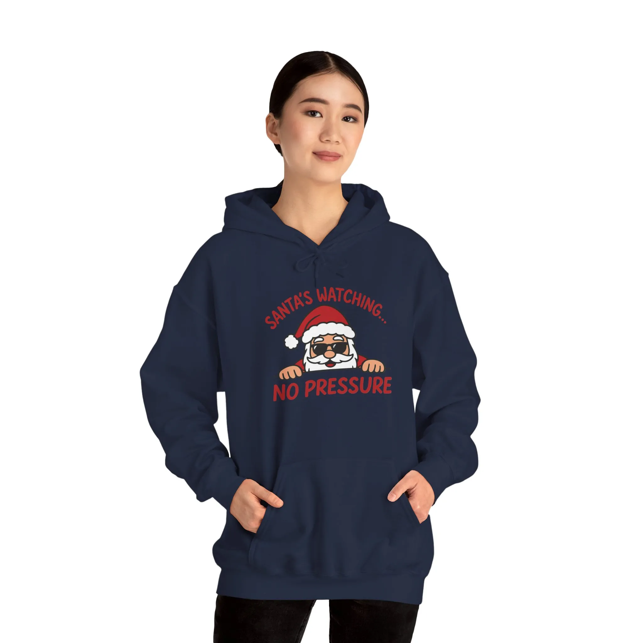 Sant's Watching No Pressure Women's Christmas Hoodie, Funny Holiday Sweatshirt - Image 27