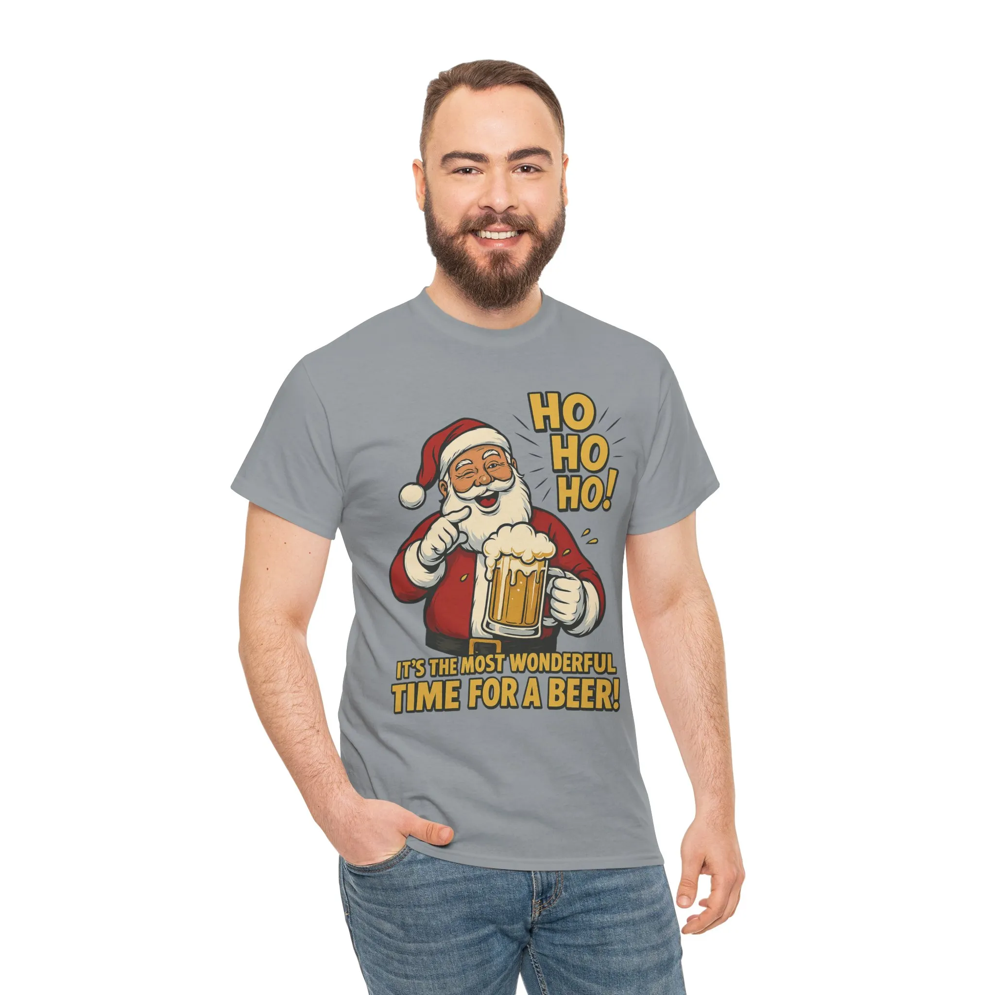 Funny Santa Beer Christmas T-Shirt, Men's Holiday Party Tee - Image 11