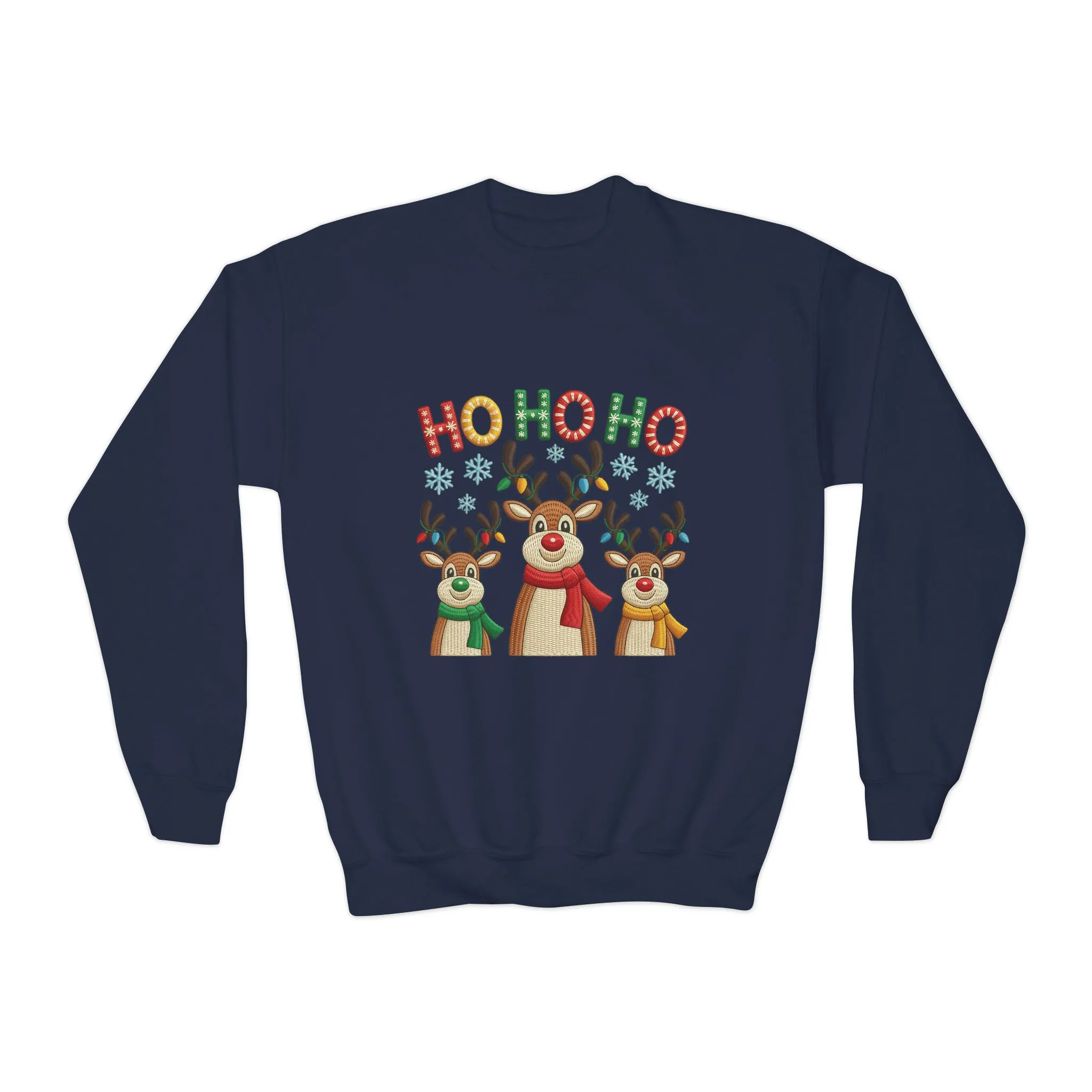 Ho Ho Ho Reindeer Sweatshirt for Girls, Cute Kids Christmas Pullover - Image 16
