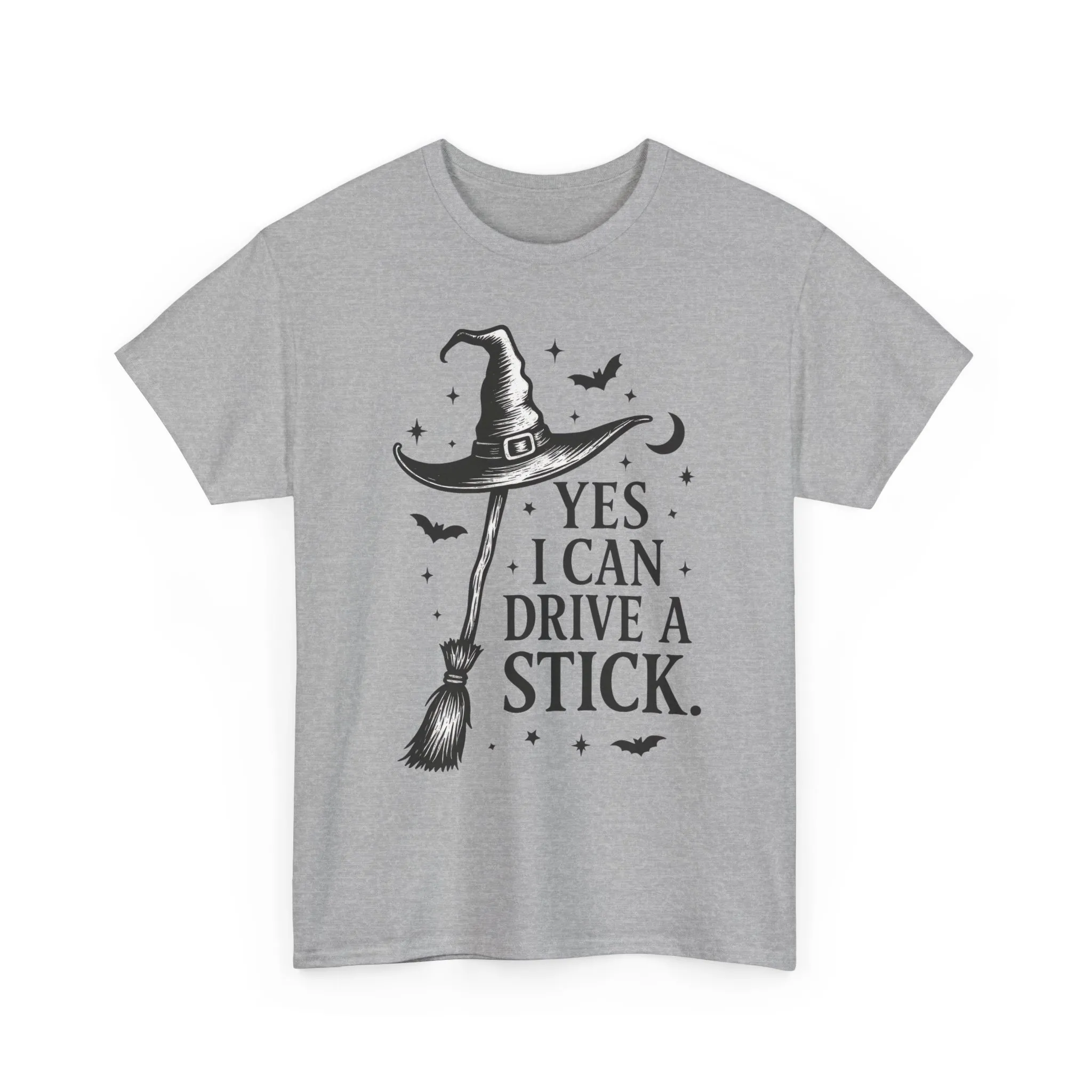 Yes I Can Drive a Stick Witch Hat Broom Halloween Women's T-Shirt, Funny Spooky Graphic Tee, Witch Shirt - Image 7