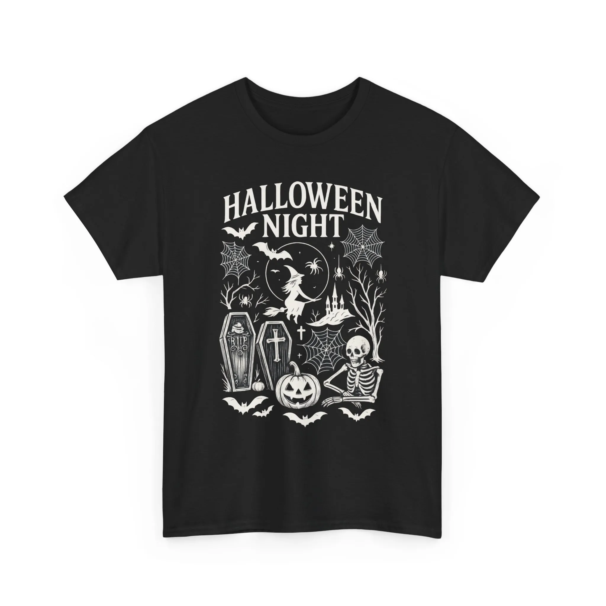 Halloween Night Women's T-Shirt, Gothic Witch Skeleton Pumpkin Tee, Spooky Scary Shirt for Halloween Party - Image 4