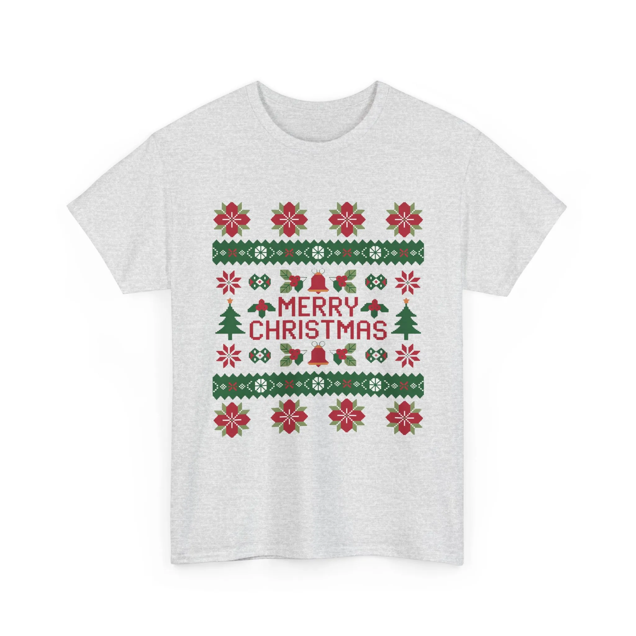 Merry Christmas Women's T-Shirt, Festive Ugly Sweater Style Tee, Classic Holiday Knit Pattern Shirt - Image 7