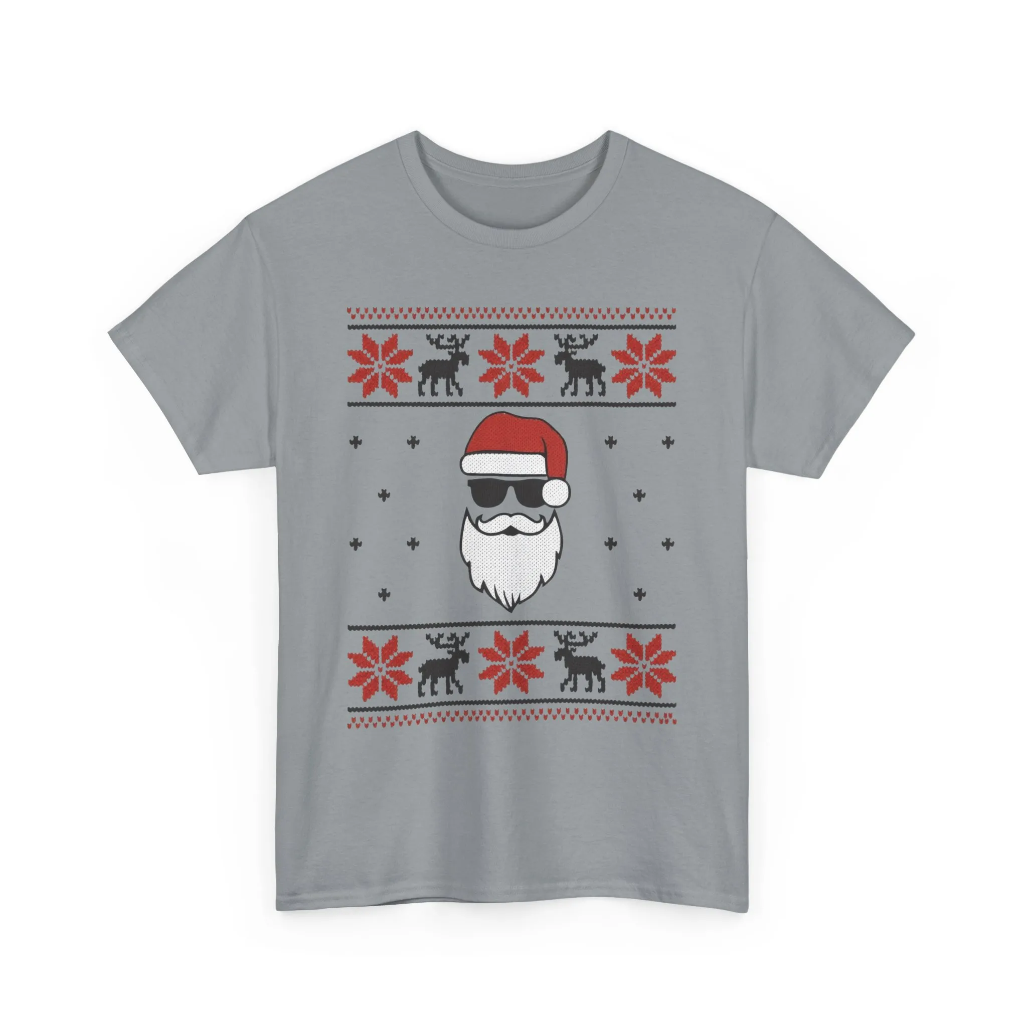Cool Santa Men's T-Shirt, Funny Christmas Tee, Retro Knit Pattern Holiday Shirt - Image 2