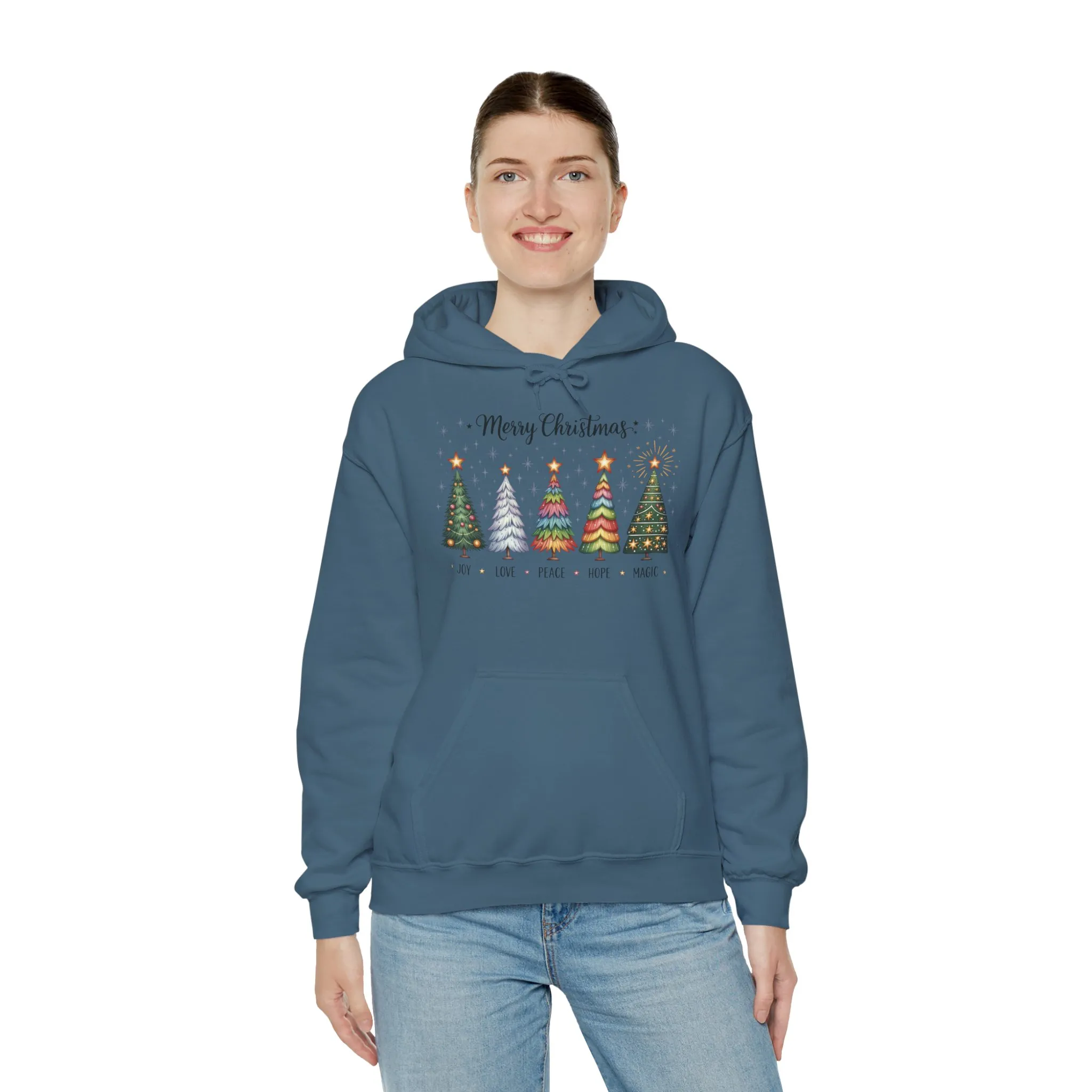 Merry Christmas Women's Hoodie, Joy Love Peace Hope Magic Holiday Hoodie, Women's Heavy Blend™ Hooded Sweatshirt - Image 16