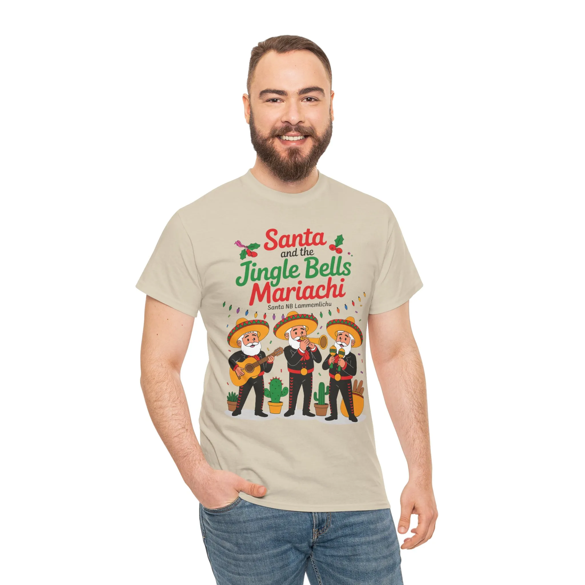 Santa and the Jingle Bells Mariachi, Funny Mexican Christmas T-Shirt, Latin Fiesta Holiday Tee, Navidad Humor Shirt - Image 8