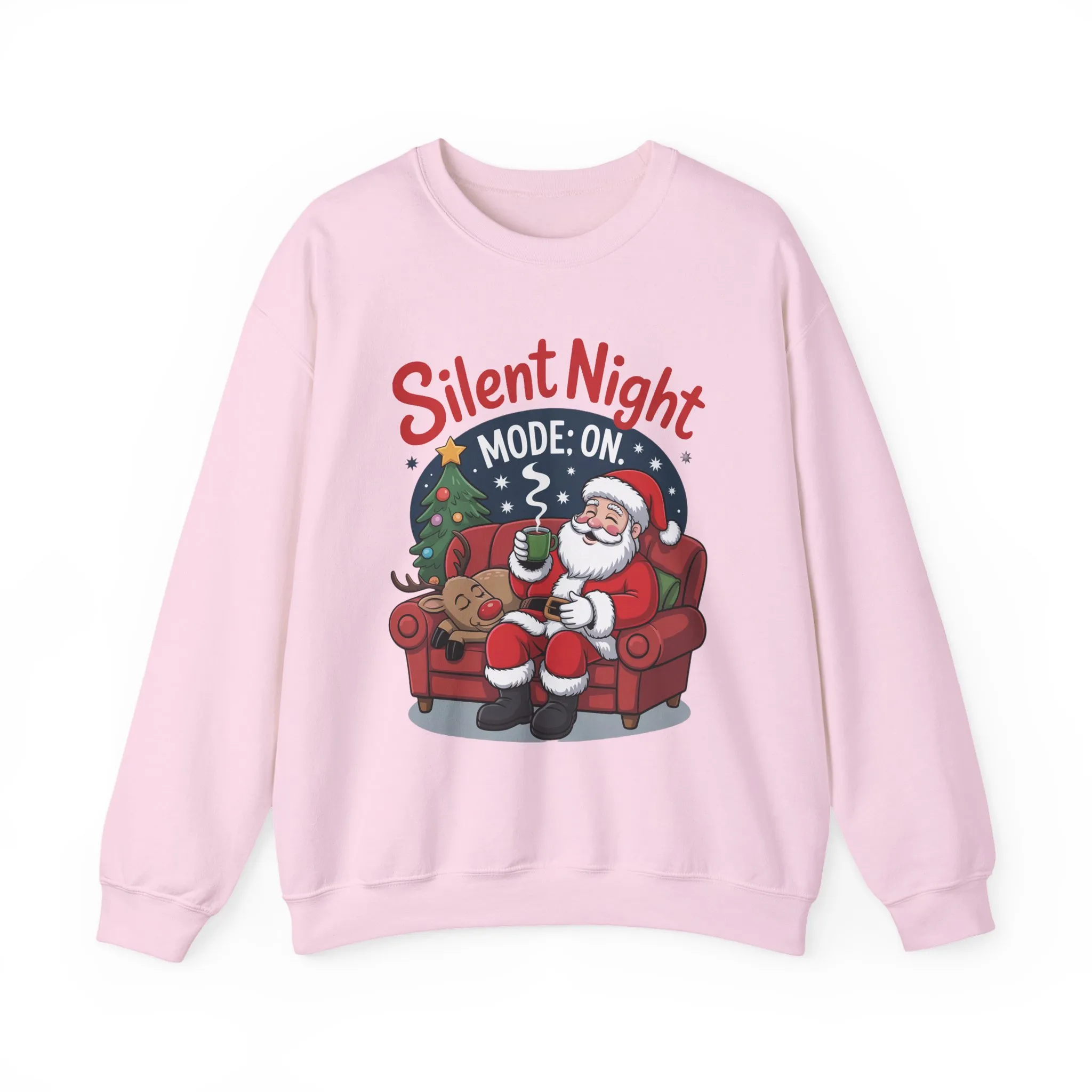 Silent Night Mode On Christmas Sweatshirt, Funny Relaxed Santa - Reindeer Sweater, Cozy Holiday Jumper for Women - Image 28