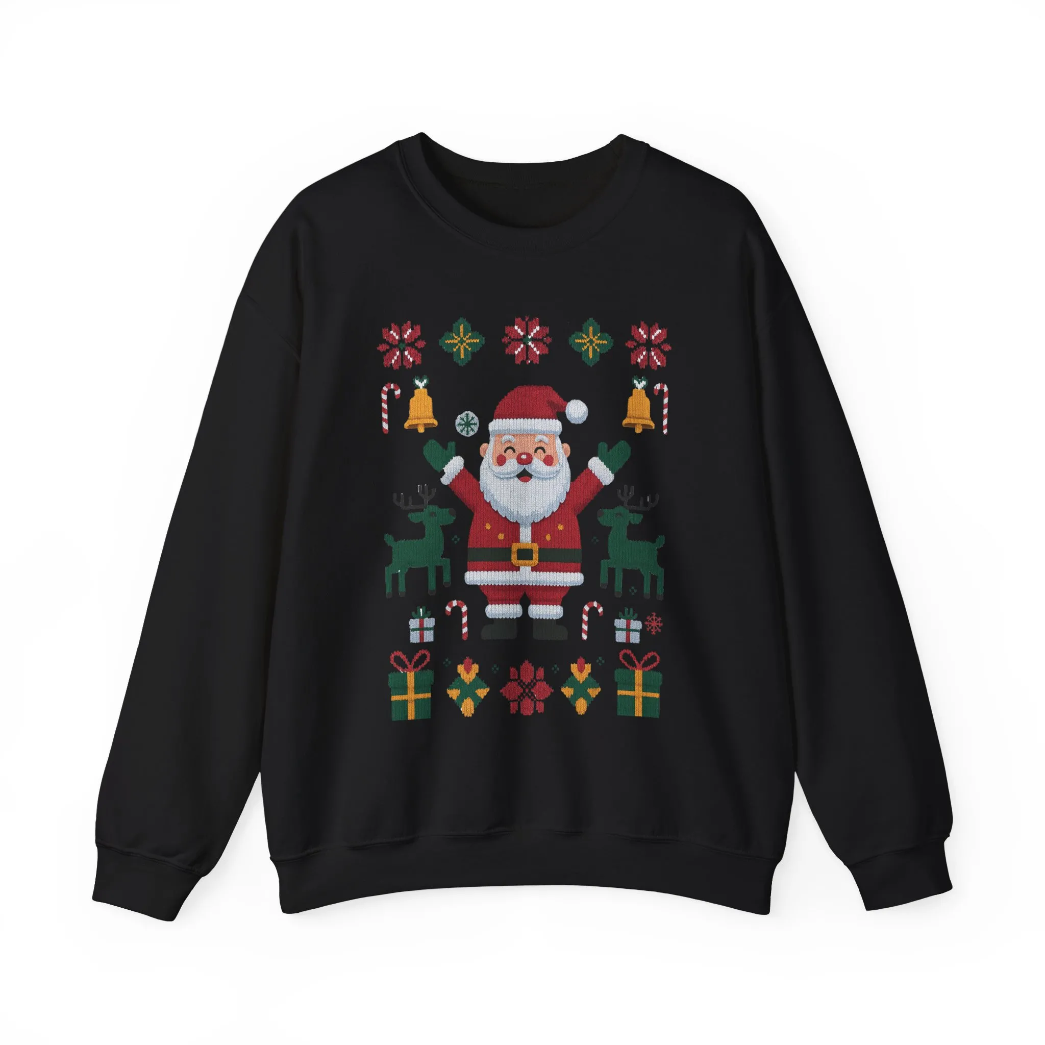 Santa Christmas Sweatshirt, Cute Reindeer Holiday Jumper, Nordic Style Ugly Christmas Sweater for Women - Image 7