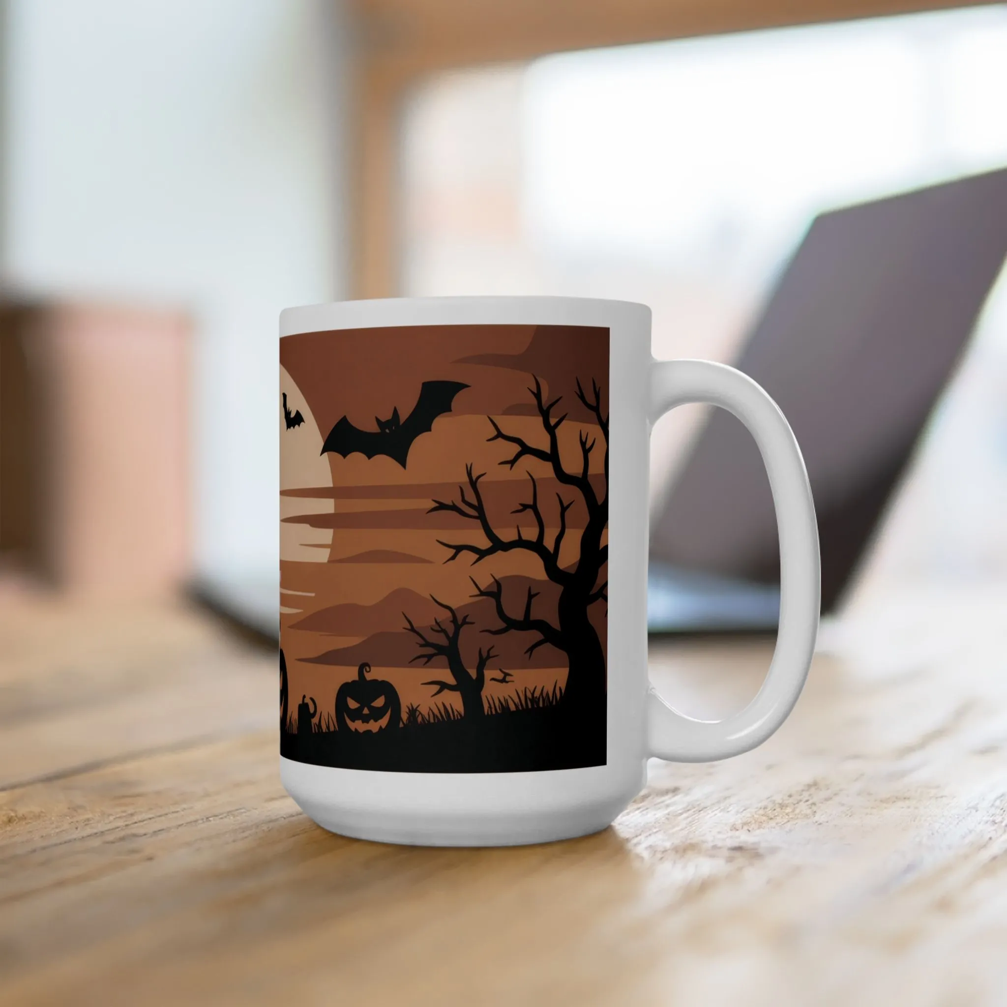 Halloween Pumpkin Night Mug, Spooky Forest - Bats Coffee Cup, Gothic Fall Gift for Her - Him, Ceramic Mug, (11oz, 15oz) - Image 5