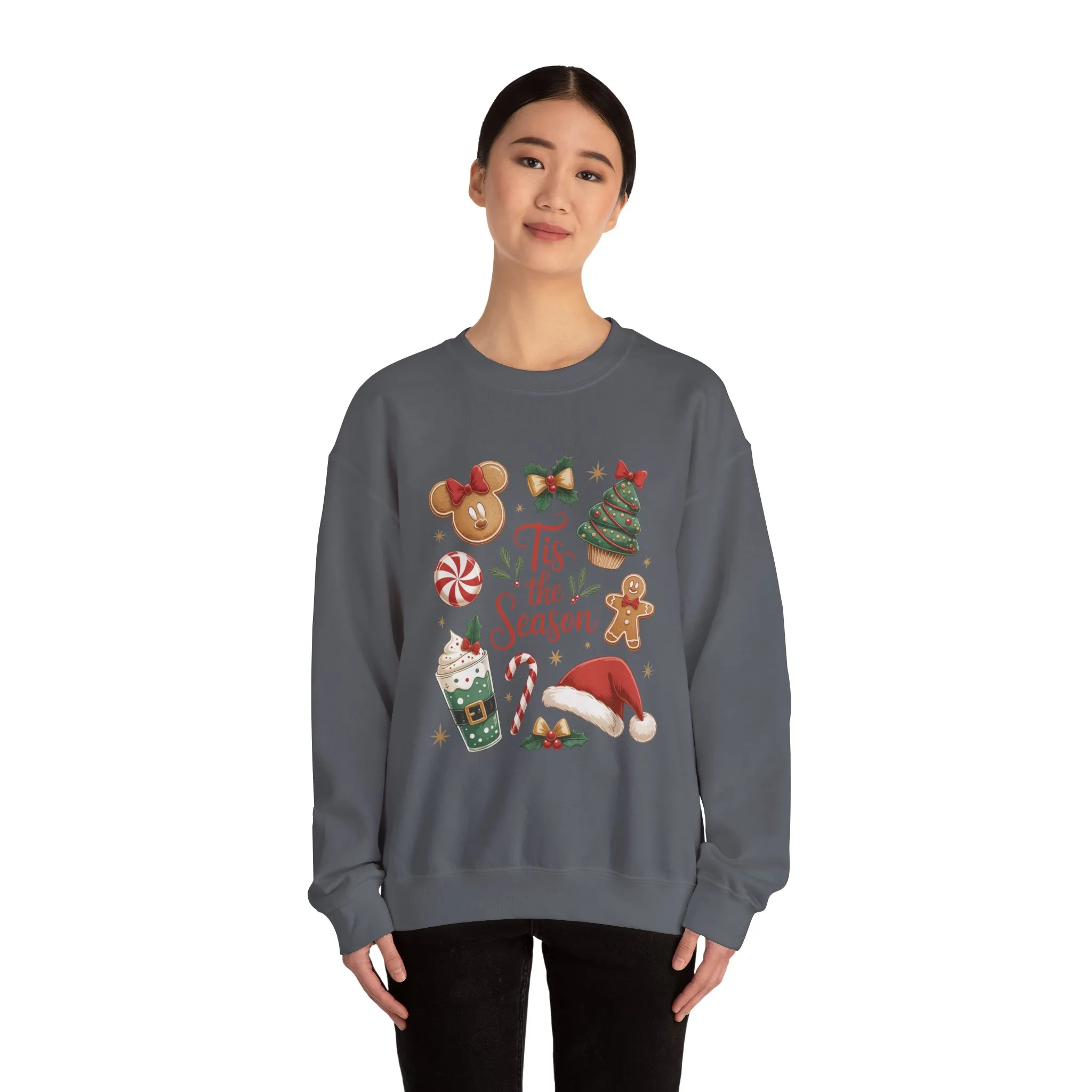 Women's Tis the Season Christmas Sweatshirt, Cozy Cookie - Cocoa Holiday Jumper, Women's Crewneck Sweatshirt - Image 15