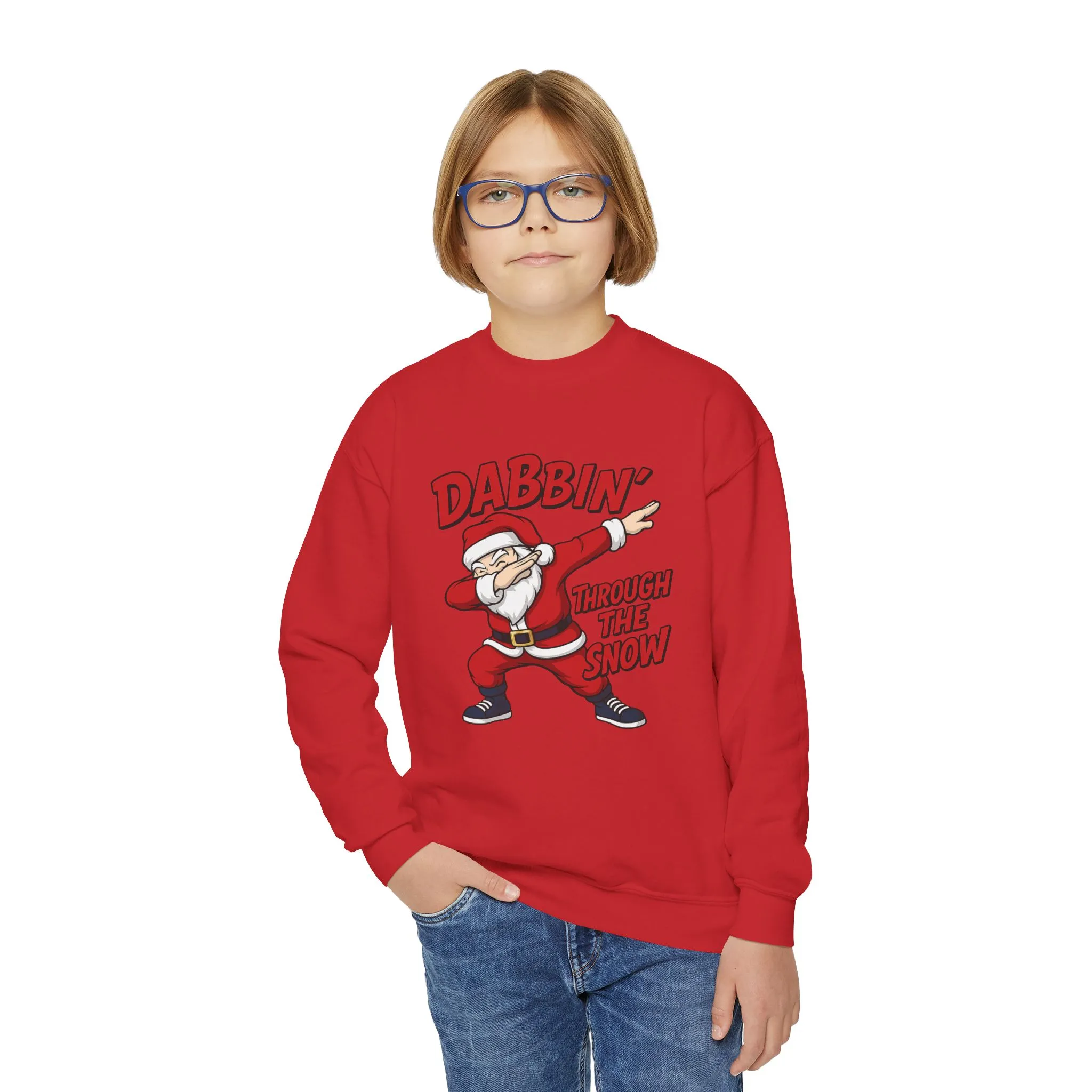 Dabbin Santa Youth Christmas Sweatshirt, Funny Holiday Jumper for Boys - Image 17
