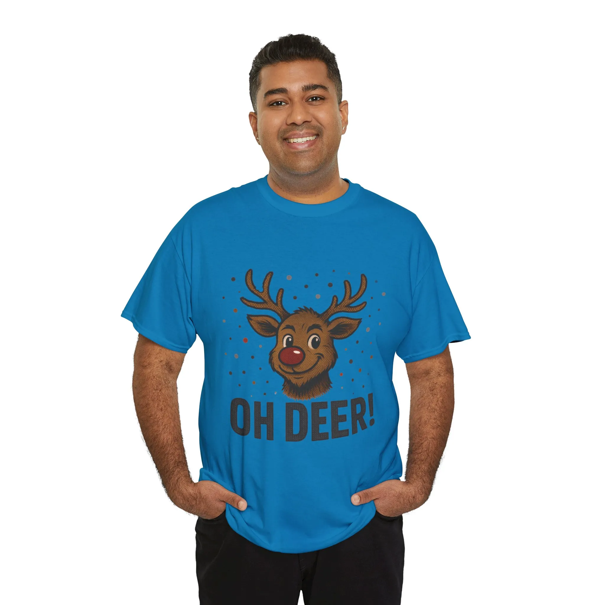 Men's Oh Deer Funny Christmas T-Shirt, Reindeer Holiday Graphic Tee - Image 18