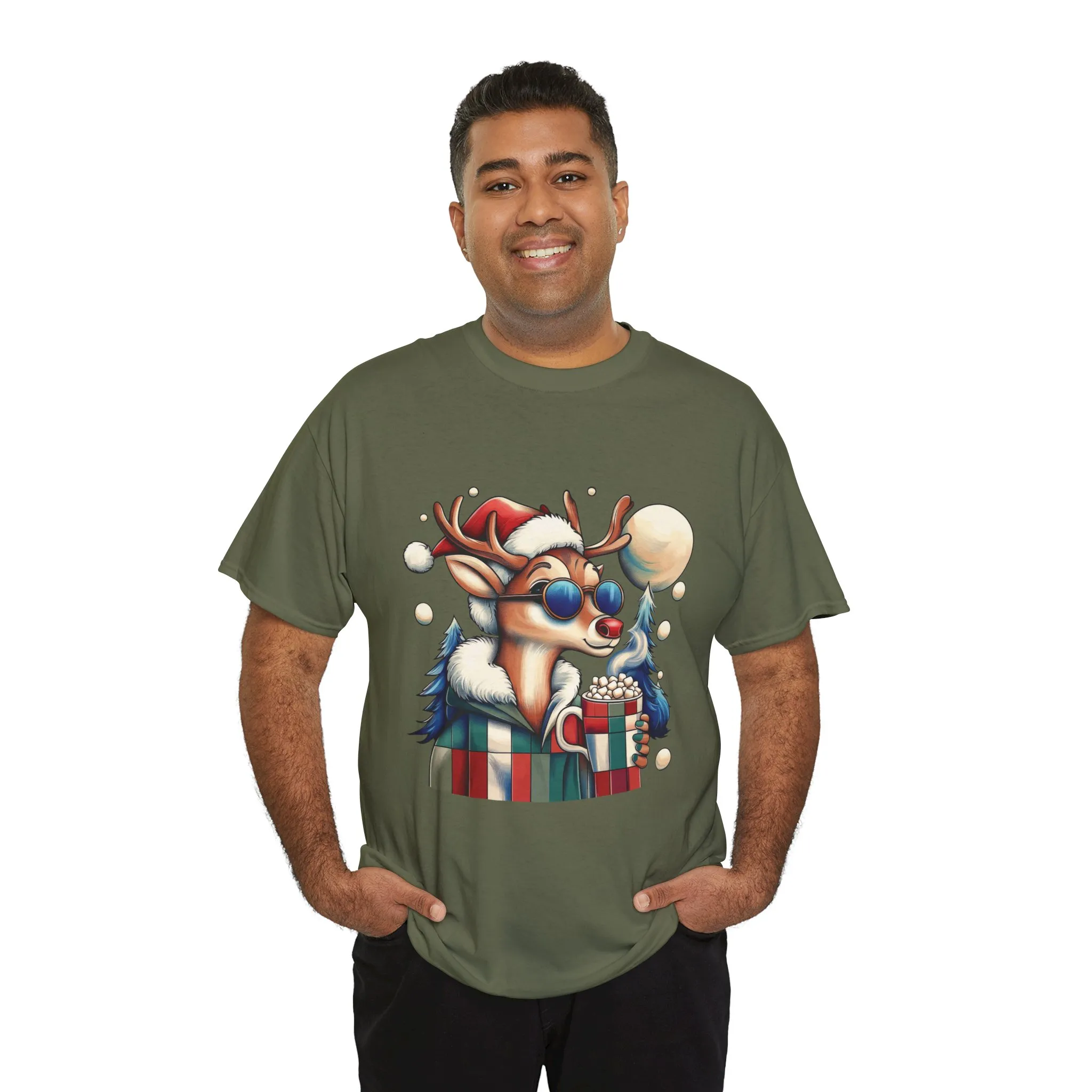 Cool Reindeer Christmas T-Shirt, Funny Holiday Shirt for Men - Image 9