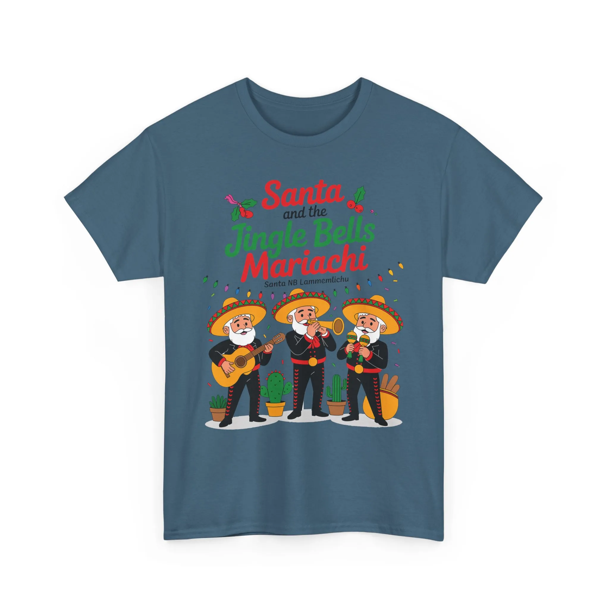 Santa and the Jingle Bells Mariachi, Funny Mexican Christmas T-Shirt, Latin Fiesta Holiday Tee, Navidad Humor Shirt - Image 19