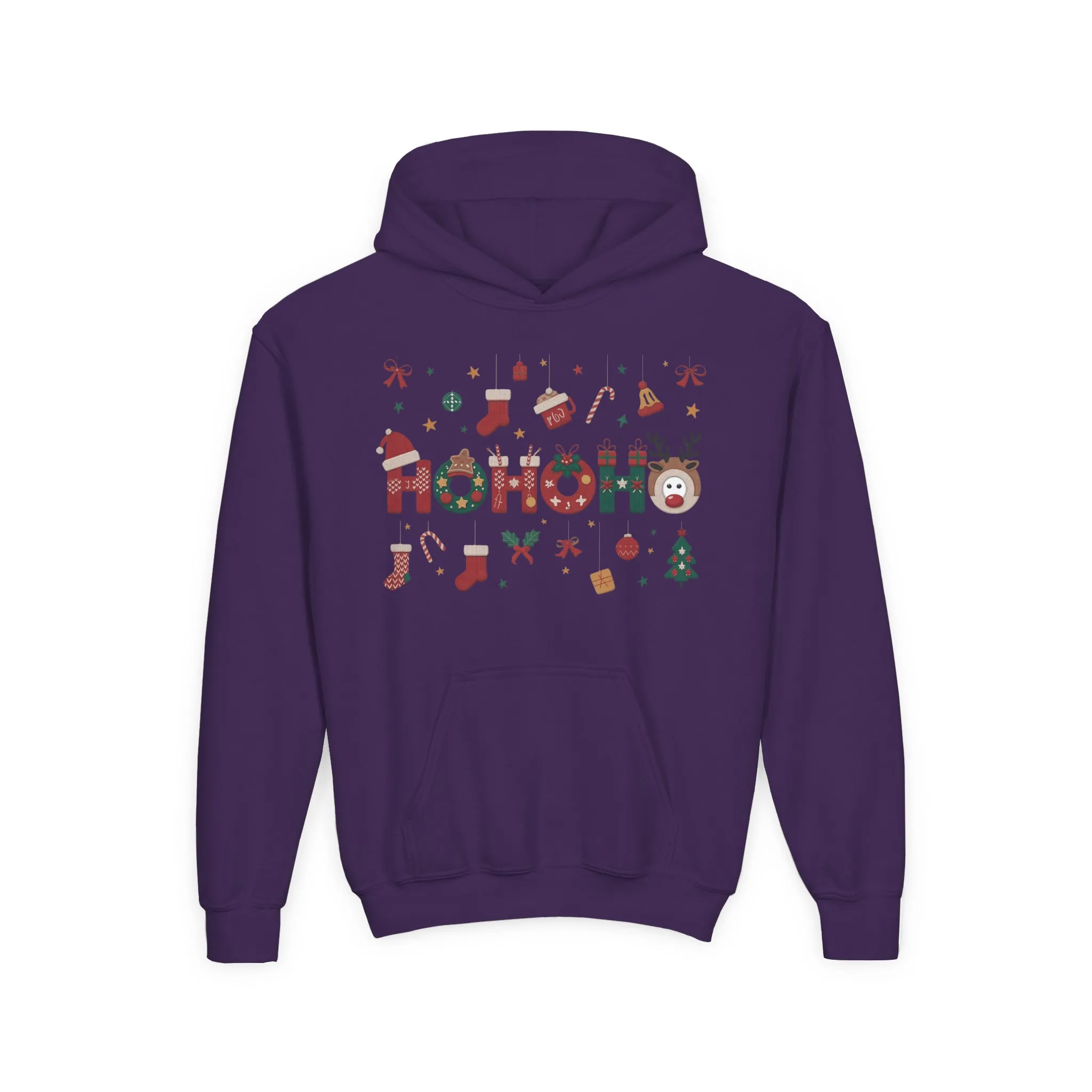 Ho Ho Ho Kids Christmas Hoodie, Cute Girls Holiday Sweatshirt, Gingerbread - Reindeer Festive Design, Cozy Winter Christmas Outfit - Image 19